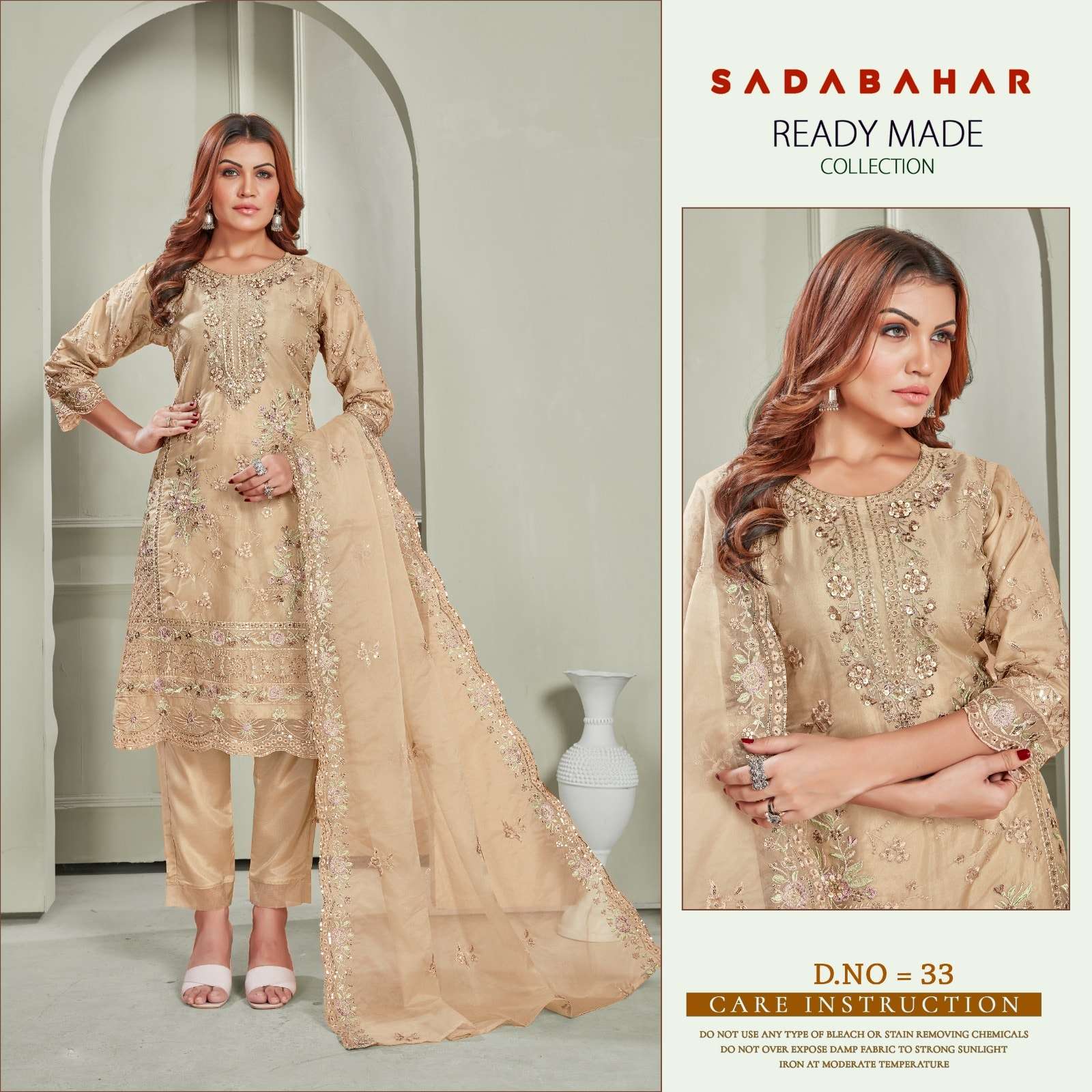 SADABAHAR-33 BY ASLIWHOLESALE DESIGNER HEAVY EMBROIDERY ORGANZA PAKISTANI DRESS-00201