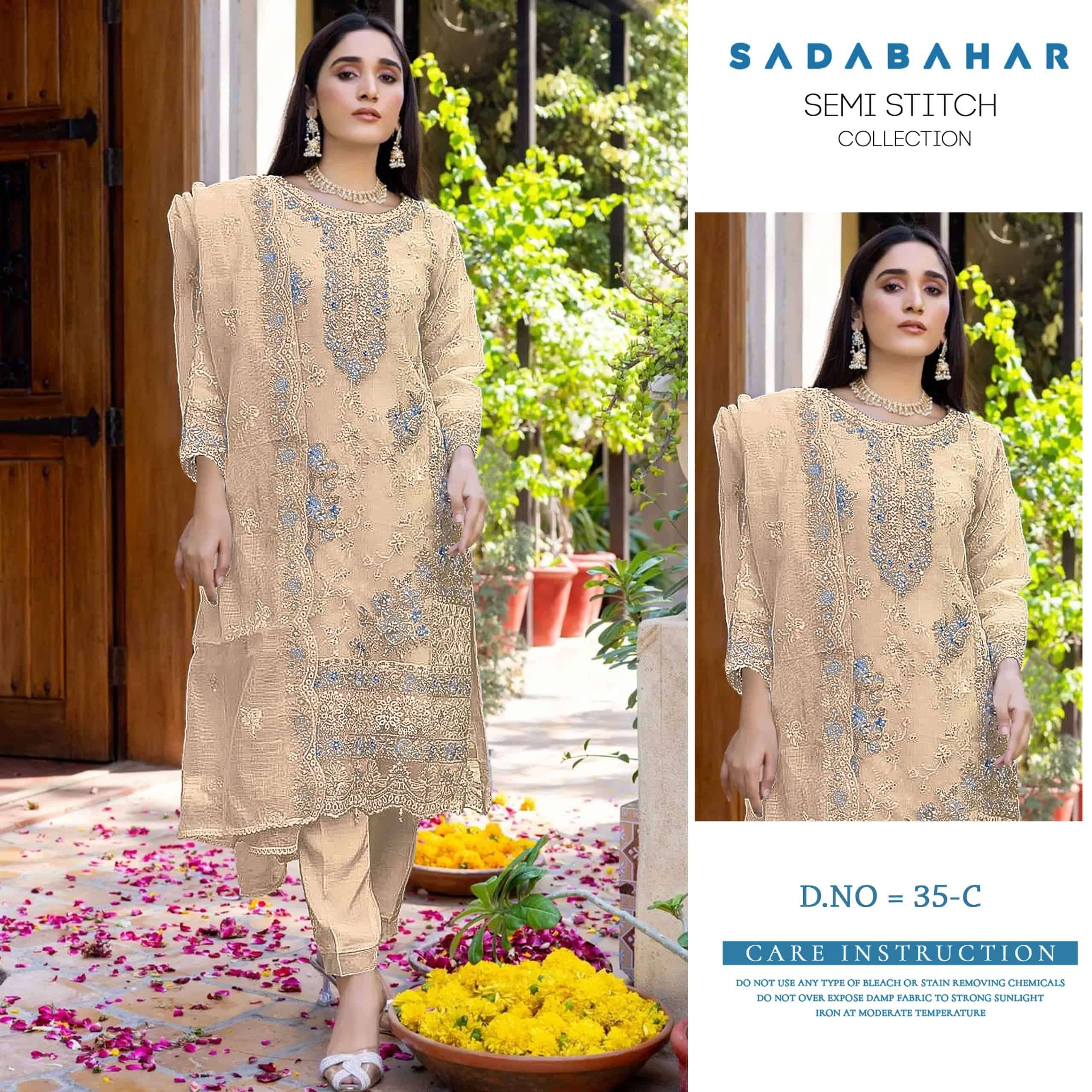 SADABAHAR-35 BY ASLIWHOLESALE DESIGNER HEAVY EMBROIDERY ORGANZA PAKISTANI DRESS-00201