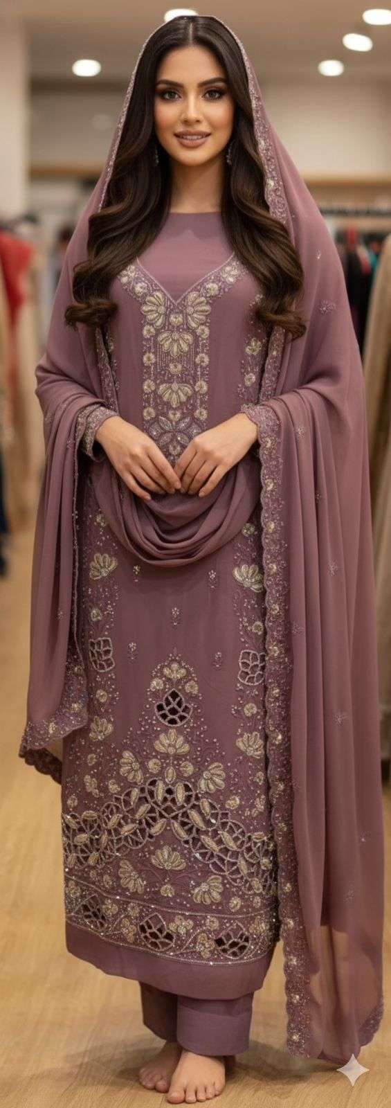 SAFA CREATION DUSTY PURE GEORGETTE EMBROIDERY DRESSES-00203
