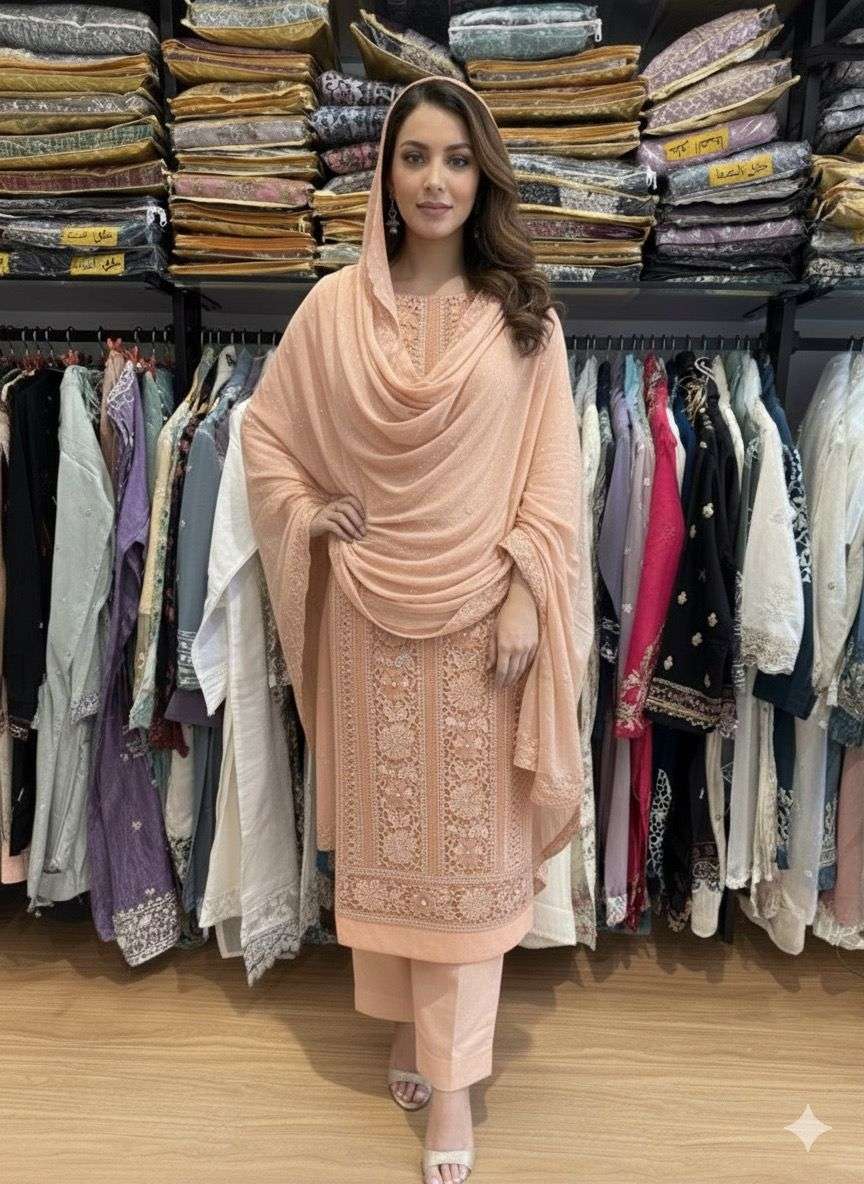 SAFA CREATION GULAB PURE GEORGETTE EMBROIDERY DRESSES-00203