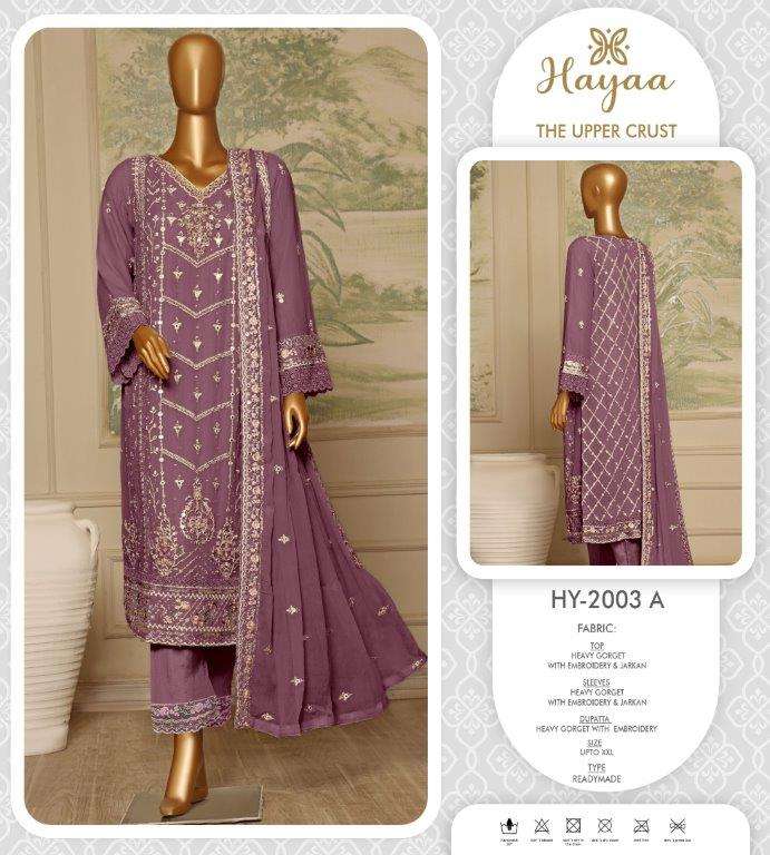 SAFA CREATION HYA-2003 A TO D SERIES PURE GEORGETTE EMBROIDERY DRESSES-00203