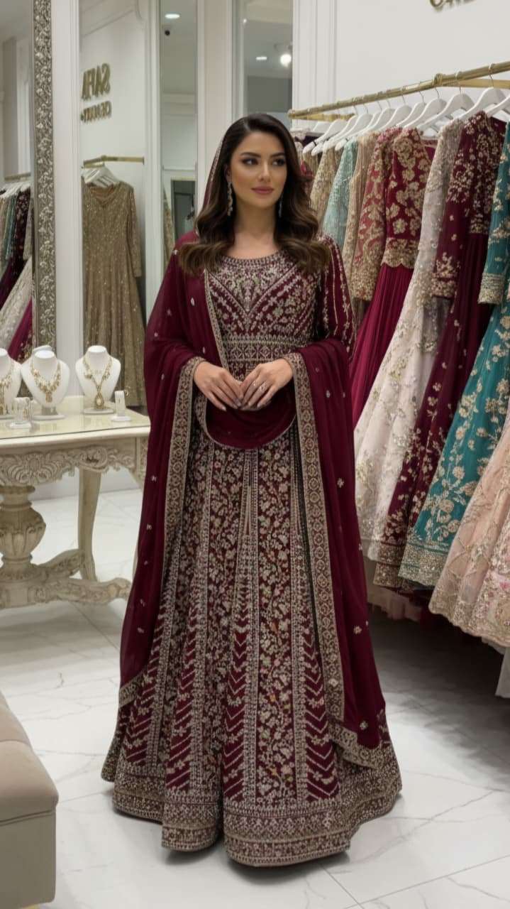 SAFA CREATION SABRINA GOWN PURE GEORGETTE EMBROIDERY GOWNS-00203