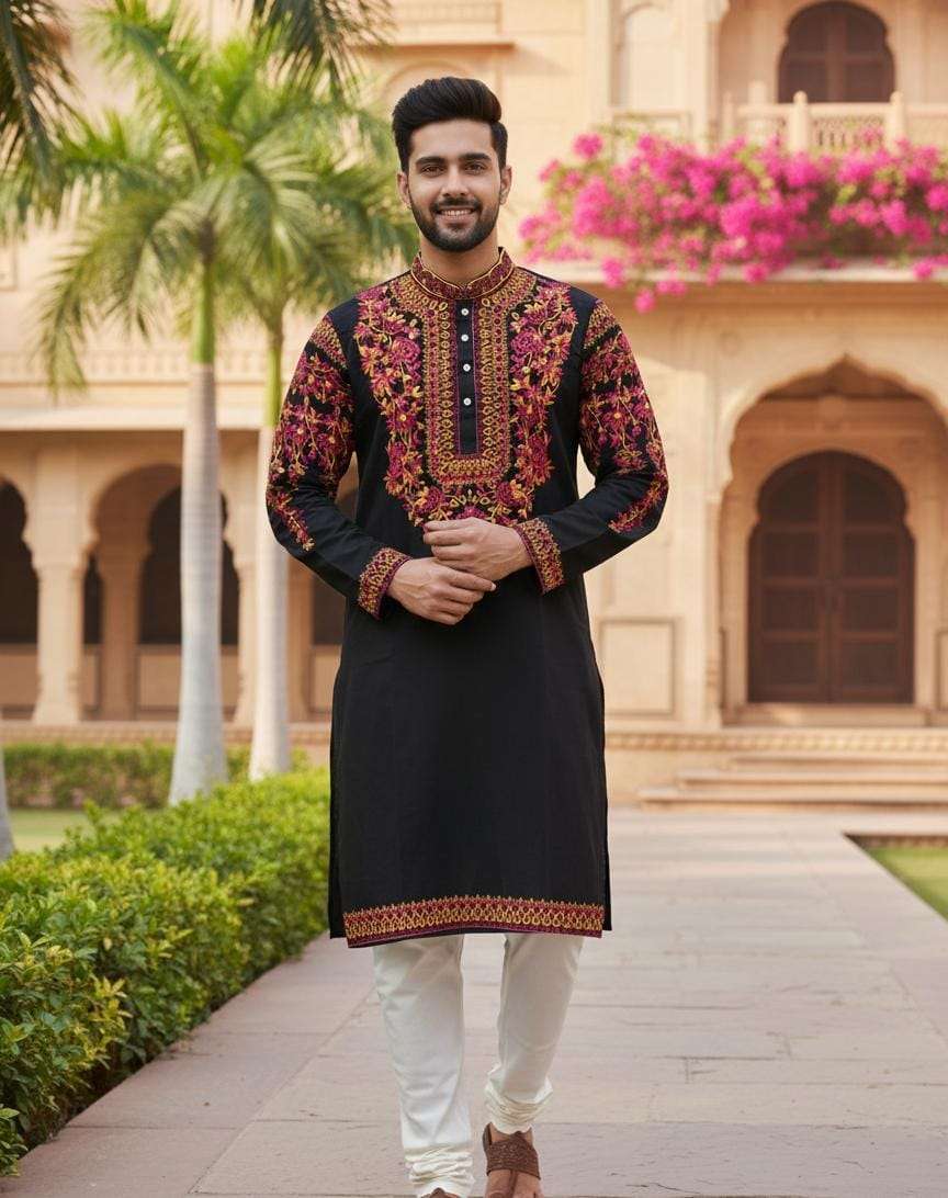 SAJAVAT BY ASLIWHOLESALE DESIGNER PURE SILK THREAD NECK WORK MENS WEAR-00280