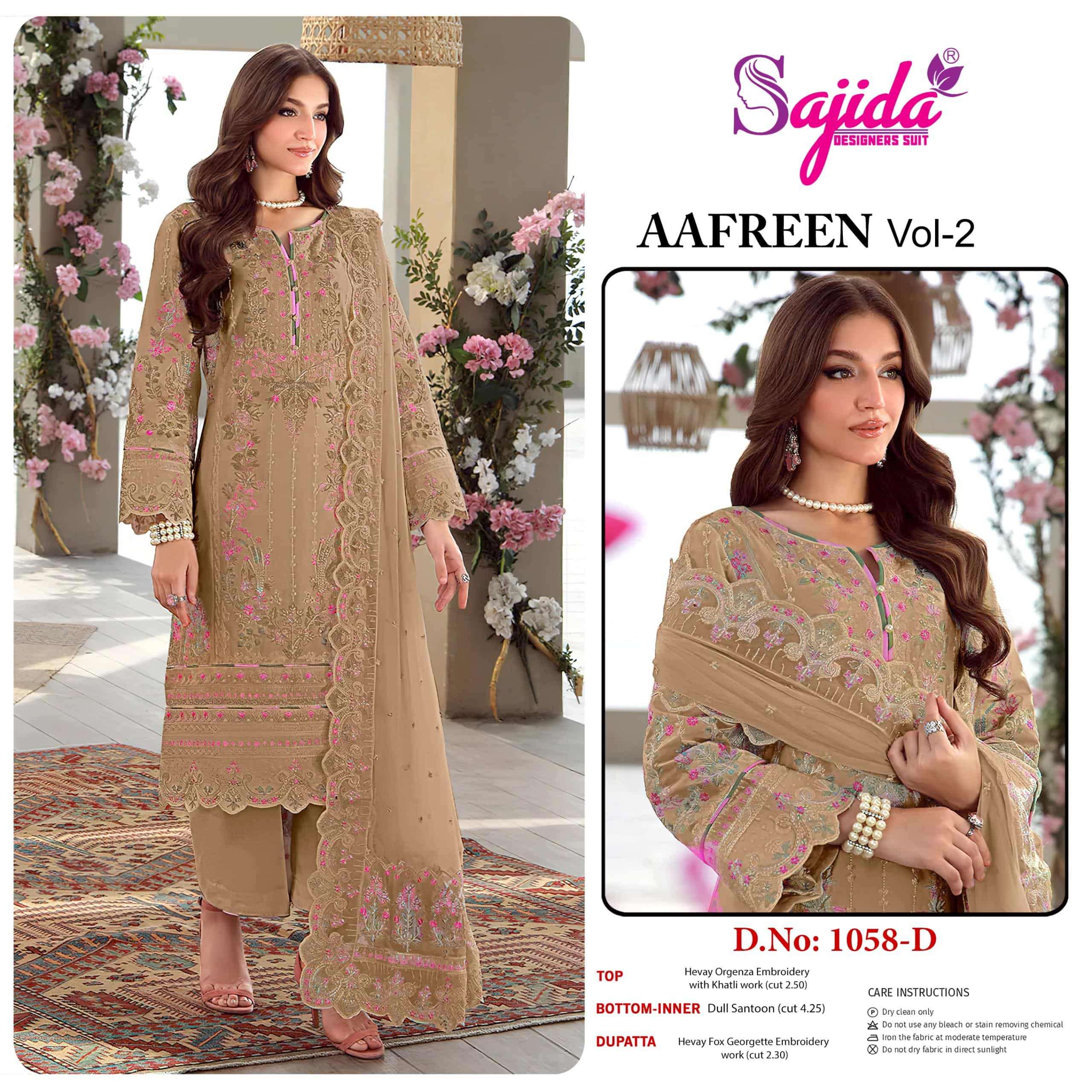 SAJIDA AAFREEN VOL-02 PURE ORGANZA EMBRODIERY PAKISTANI DRESSES-00201