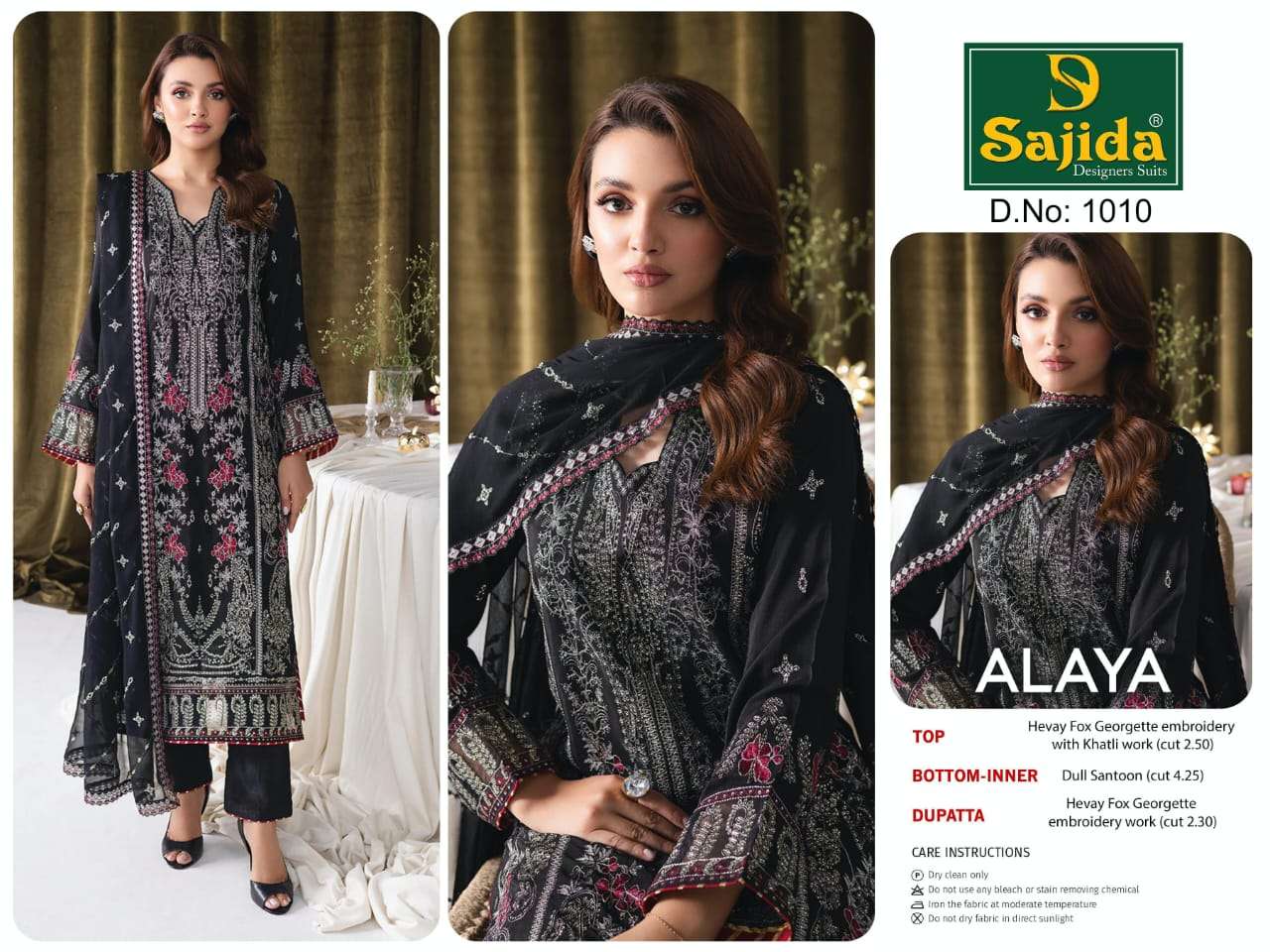 SAJIDA ALAYA VOL-01 1010 SERIES PURE GEORGETTE EMBROIDERY DRESSES-00201