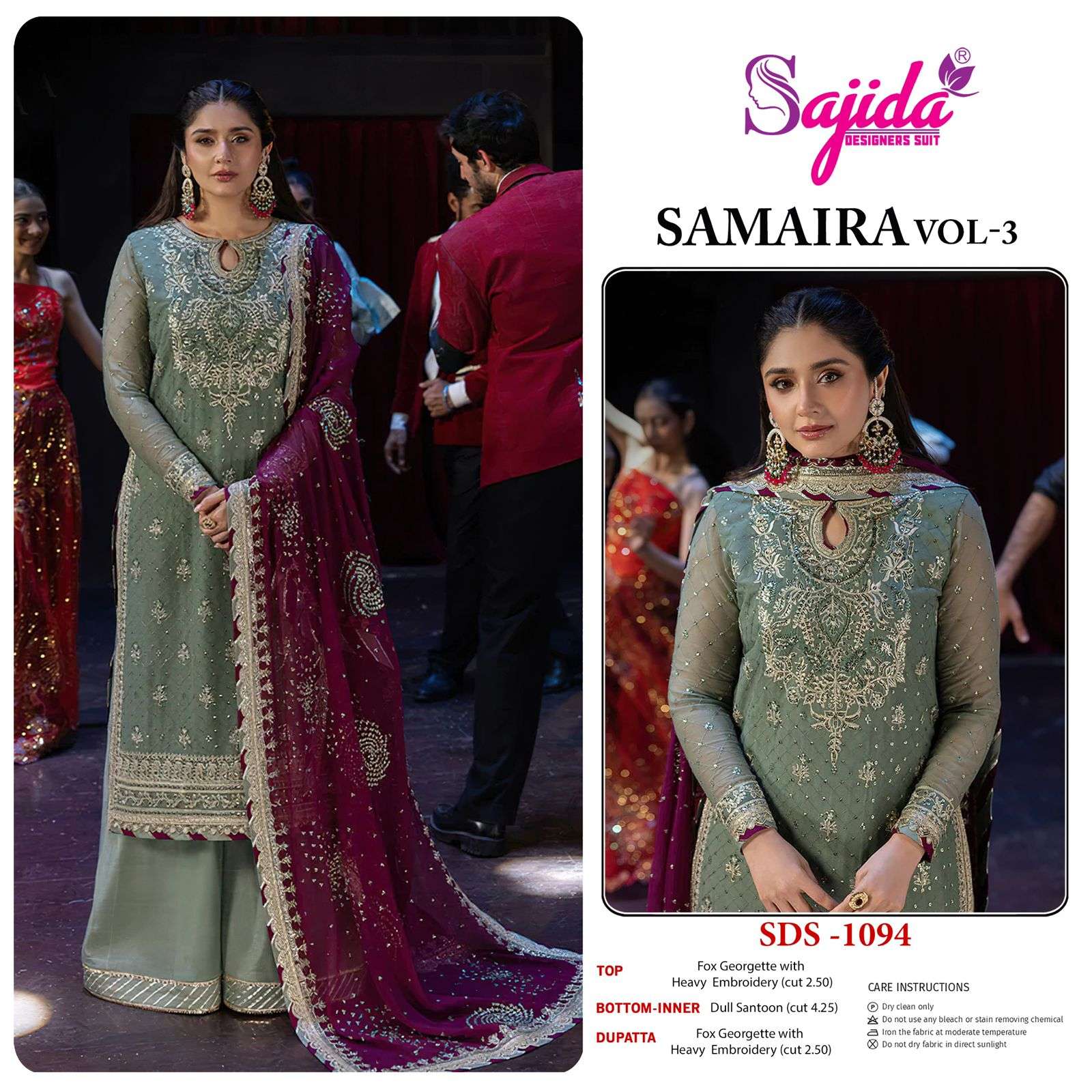 SAJIDA SAMAIRA VOL-03 1094 TO 1096 SERIES PURE GEORGETTE EMBROIDERY PAKISTANI DRESSES-00071