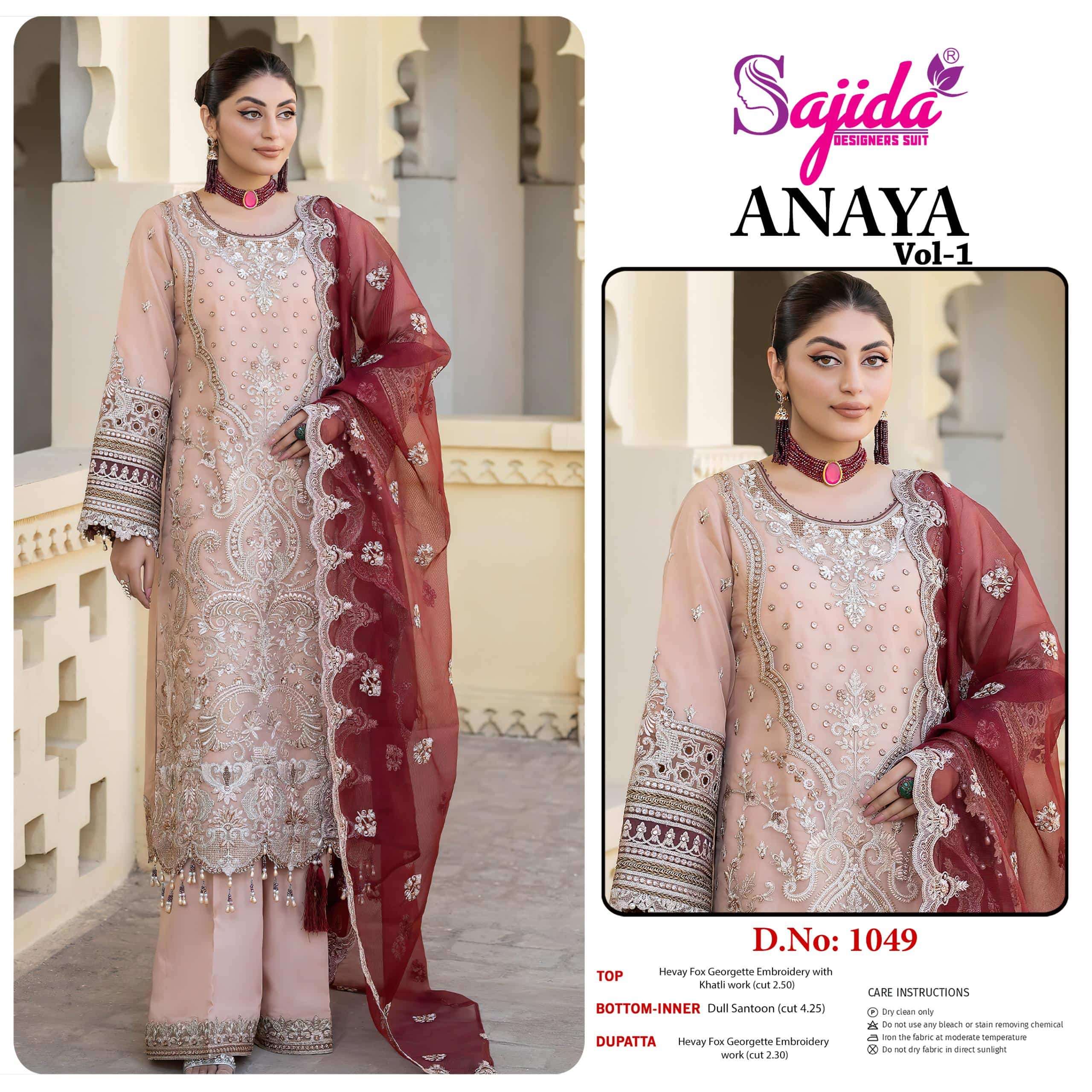SAJIDA SD-1039 HEAVY EMBROIDERY FAUX GEORGETTE PAKISANTI DRESS-00201
