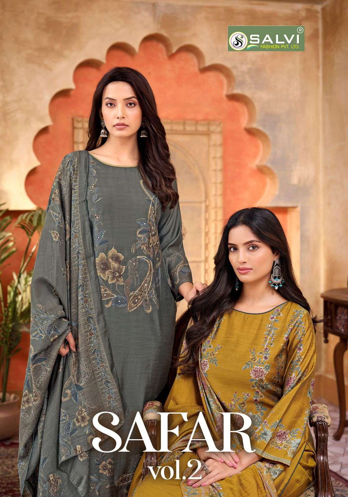 SALVI SAFAR VOL-02 2001 TO 2008 SERIES PURE SILK EMBROIDERY PAKISTANI DRESSES-00402