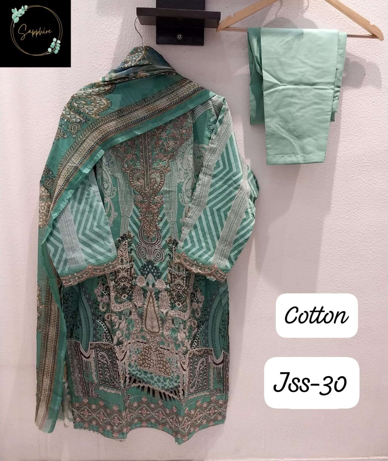 SAPPHIRE JAZMIN SS VOL-30 PURE COTTON EMBROIDERY PAKISTANI DRESSES-00272