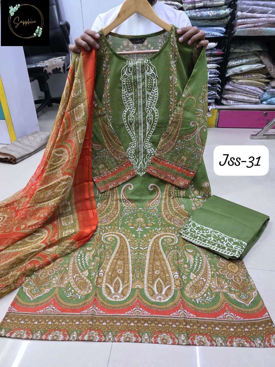 SAPPHIRE JAZMIN SS VOL-31 PURE COTTON EMBROIDERY PAKISTANI DRESSES-00272