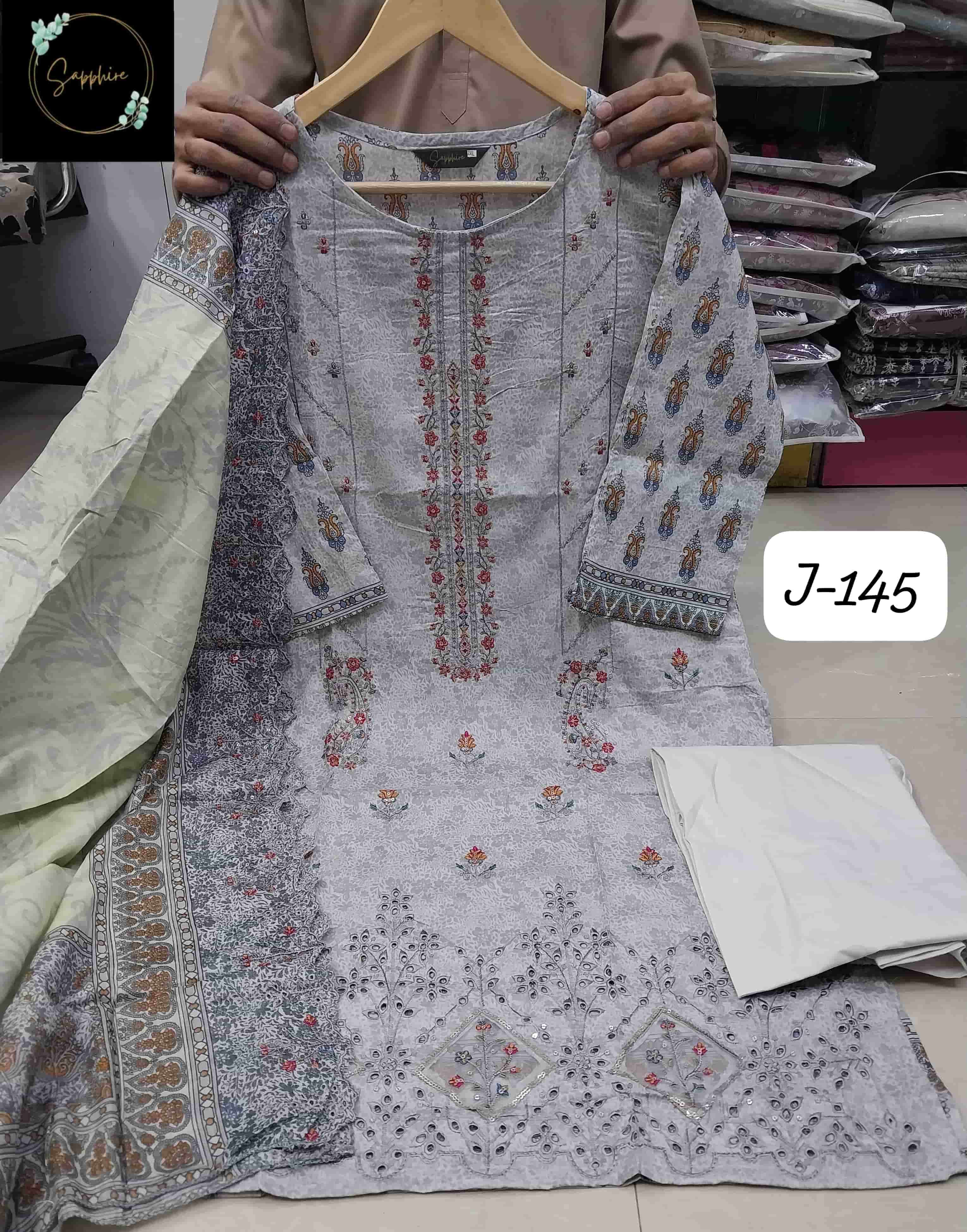 SAPPHIRE JAZMIN VOL-145 PURE LAWN COTTON EMBROIDERY PAKISTANI DRESSES-00272
