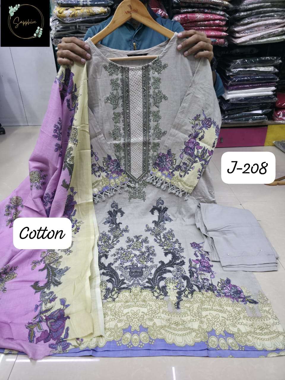 SAPPHIRE JAZMIN VOL-208 PURE LAWN EMBROIDERY PAKISTANI DRESSES-00272