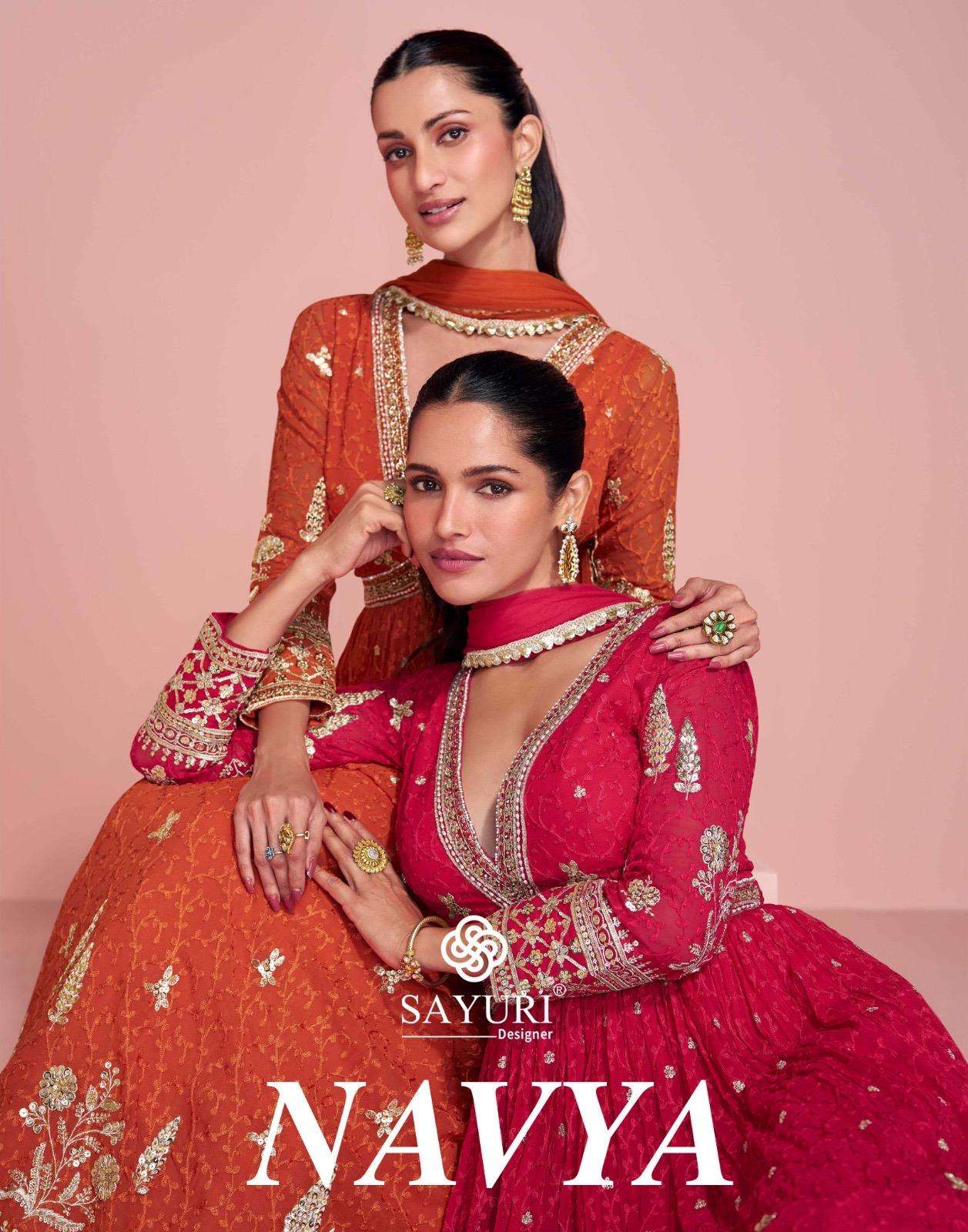 SAYURI NAVYA 5676 TO 5678 SERIES PURE GEORGETTE EMBROIDERY DRESSES-00028