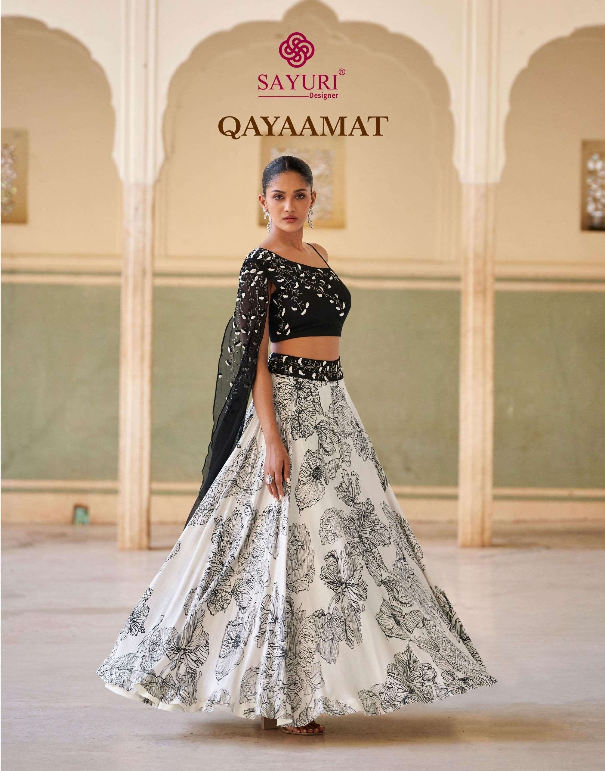 SAYURI QAYAAMAT PURE CHINON EMBROIDERY LEHENGAS-00028