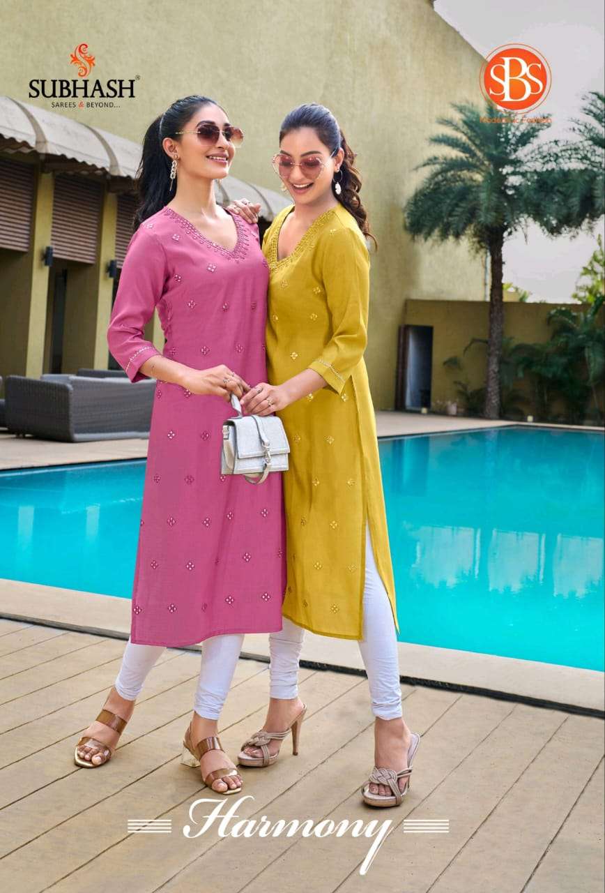 SBS FASHION HARMONY S-4676 TO S-4679 SERIES PURE CHANDERI EMBROIDERY KURTIS-00014