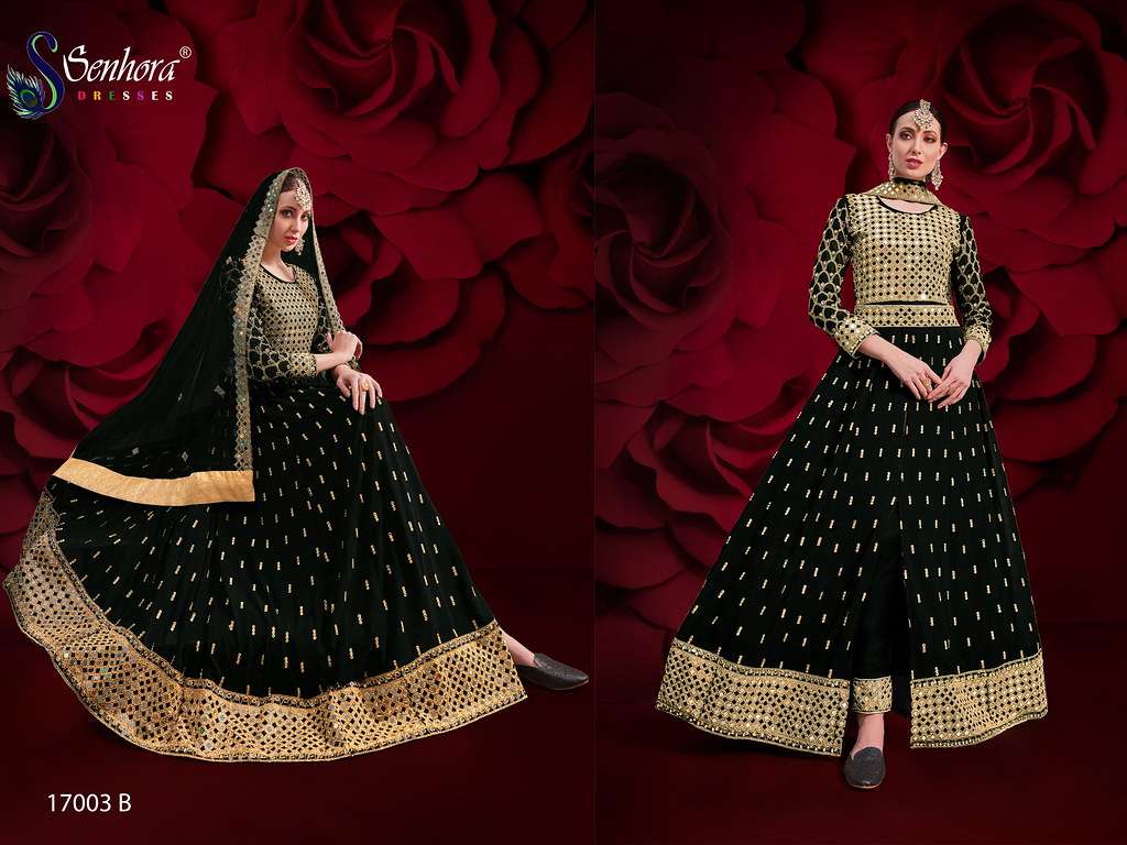 SENHORA 17003 COLOUR PURE GEORGETTE EMBROIDERY PAKISTANI DRESSES-00035