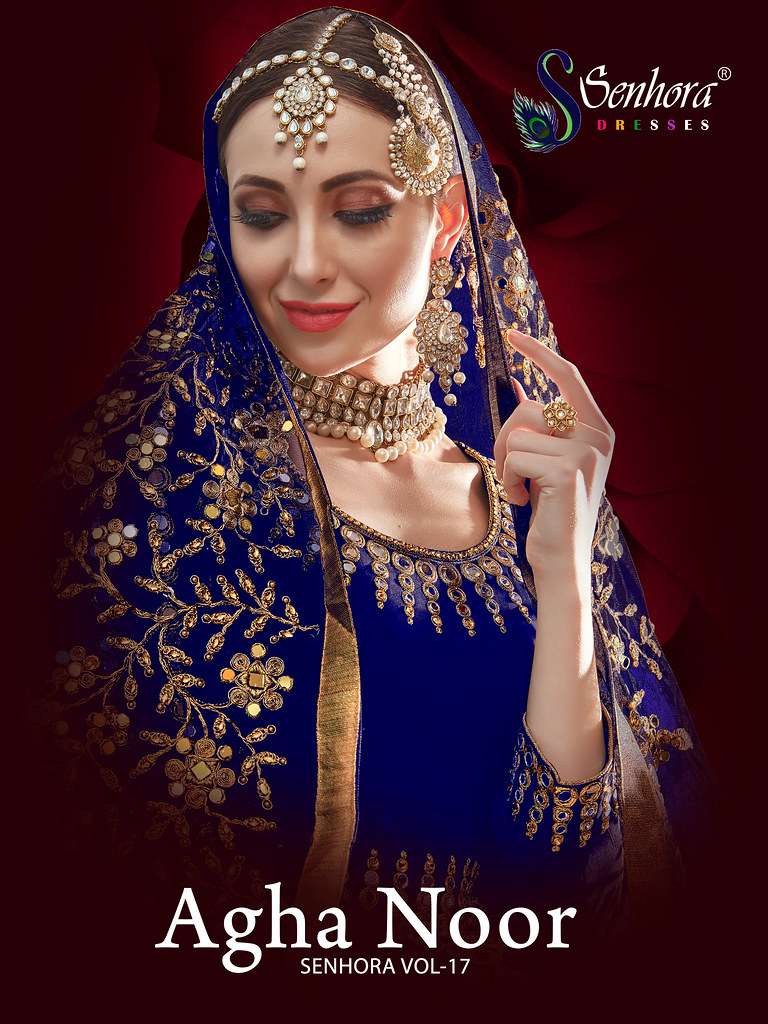 SENHORA AGHA NOOR VOL-17 17004-C TO 17004-H SERIES PURE GEORGETTE EMBROIDERY LEHENGAS-00035