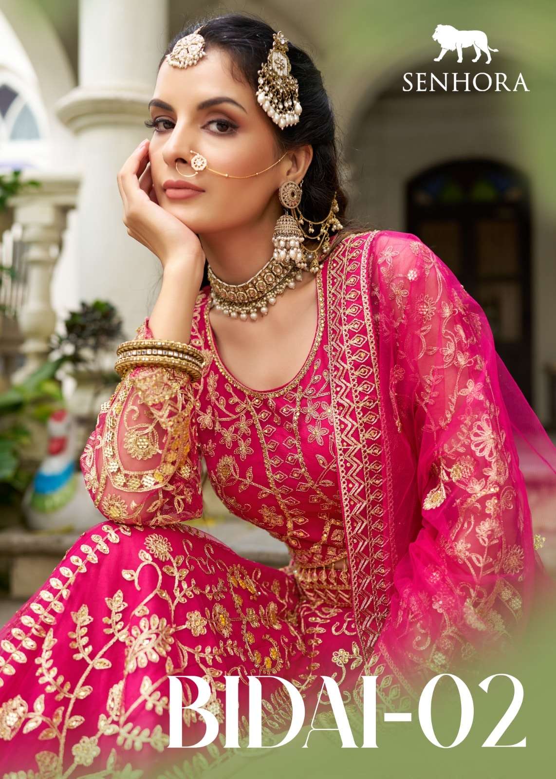 SENHORA BIDAI VOL-02 4007-A TO 4007-D SERIES PURE BUTTERFLY NET EMBROIDERY LEHENGAS-00035