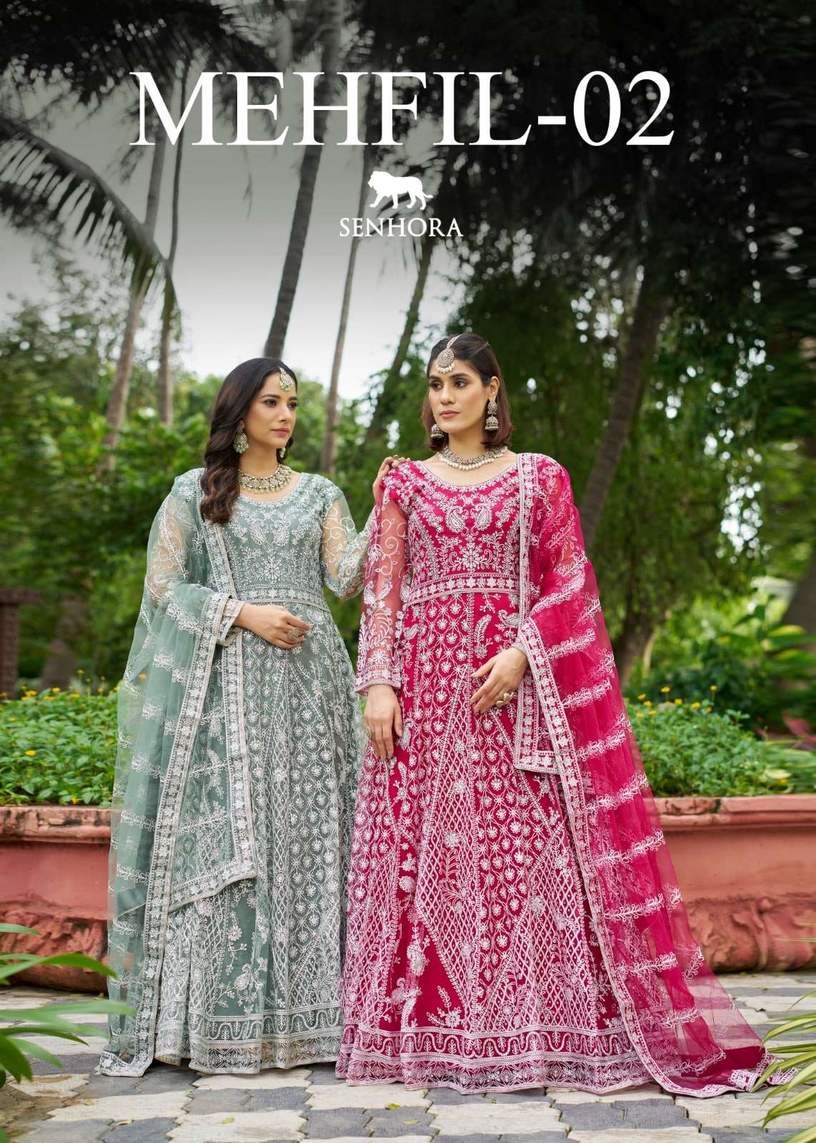 SENHORA MEHFIL VOL-02 3104-A TO 3104-D SERIES PURE NET EMBROIDERY GOWNS-00035