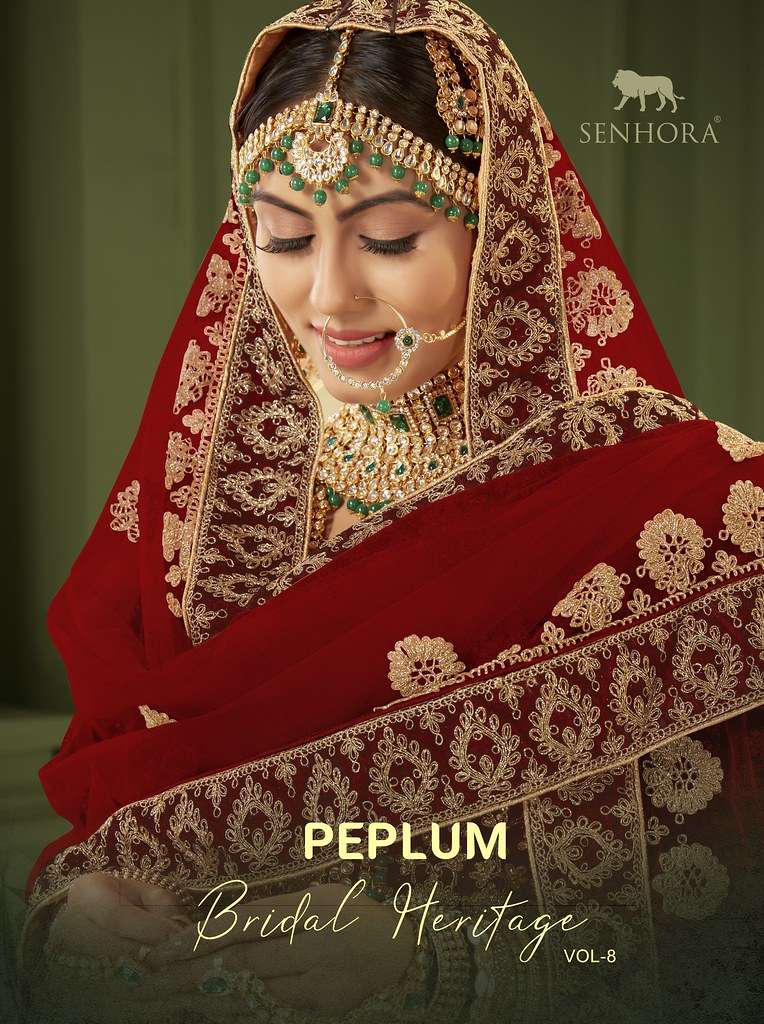 SENHORA PEPLUL BRIDAL HERITAGE VOL-8 2020 TO 2021 SERIES PURE GEORGETTE EMBROIDERY LEHENGAS-00035