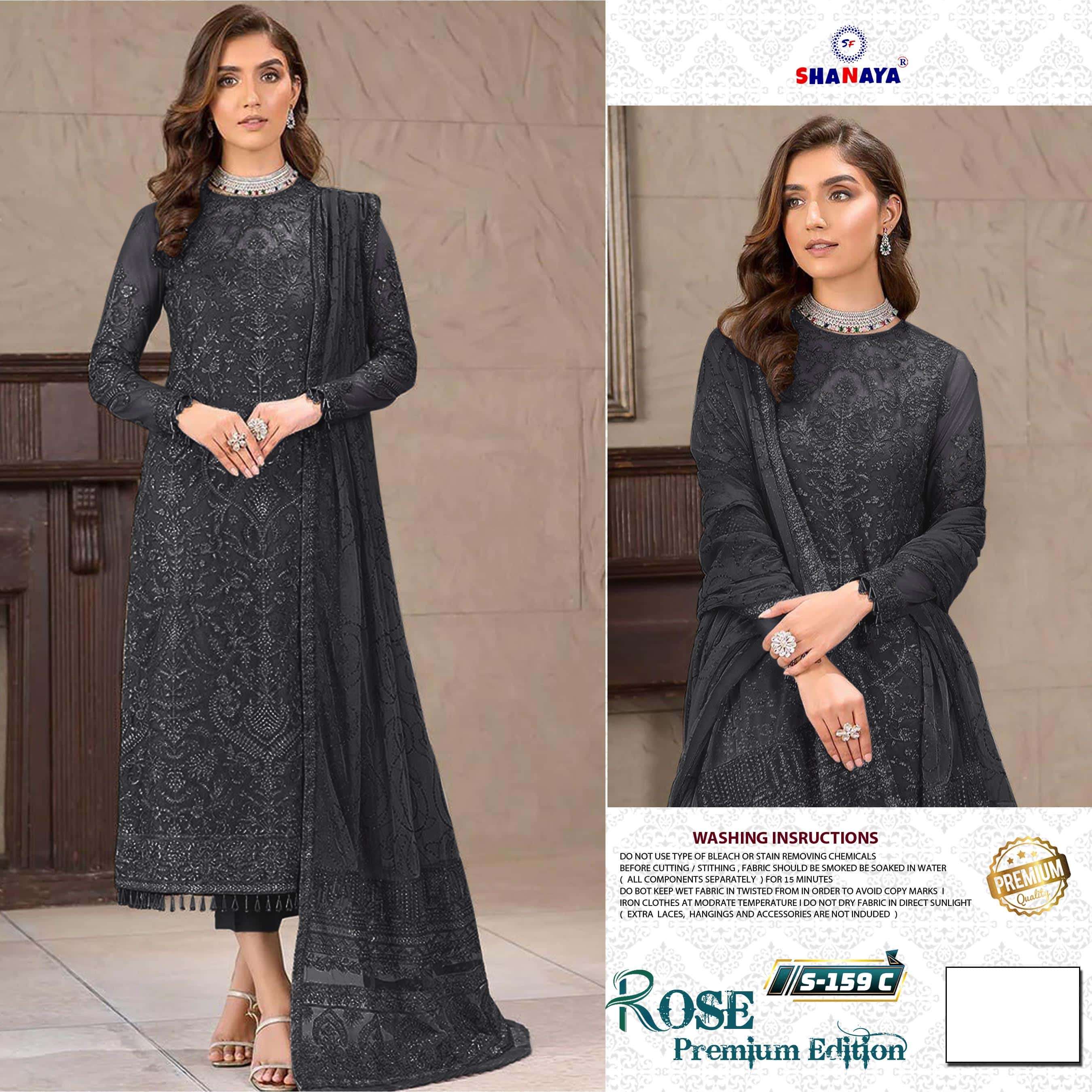 SHANAYA FASHION ROSE HAND CRAFT S-159 PURE FAUX GEORGETTE PAKISTANI DRESS-00201