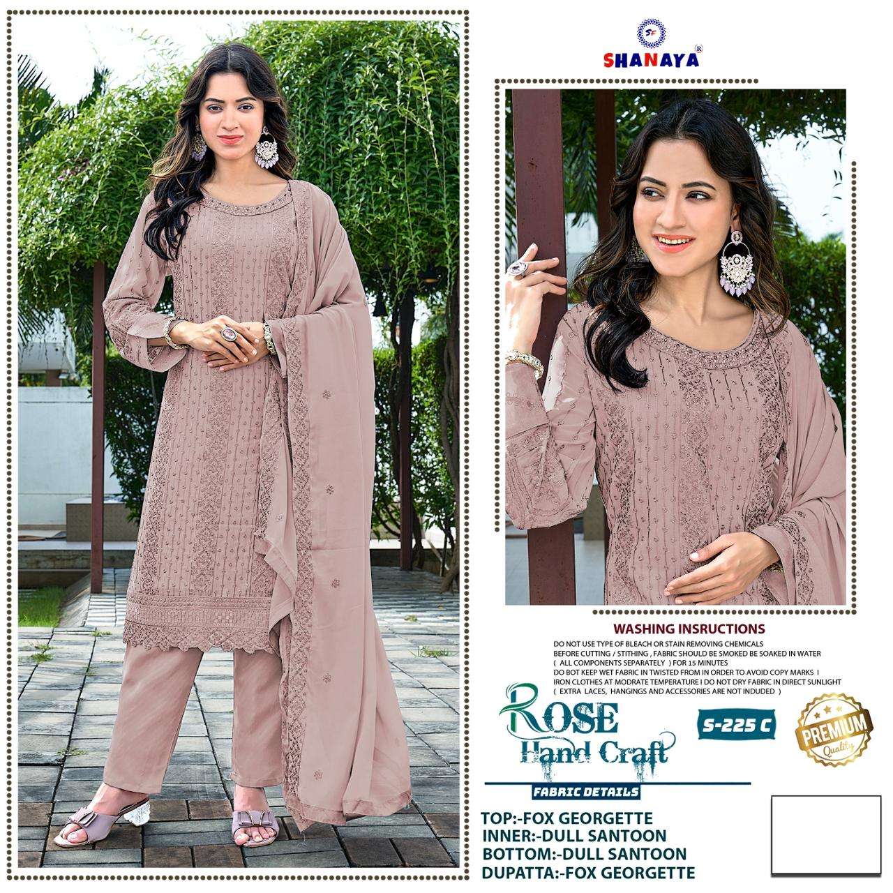 SHANAYA FASHION S-225 PURE FAUX GEORGETTE EMBROIDERY PAKISTANI DRESSES-00201