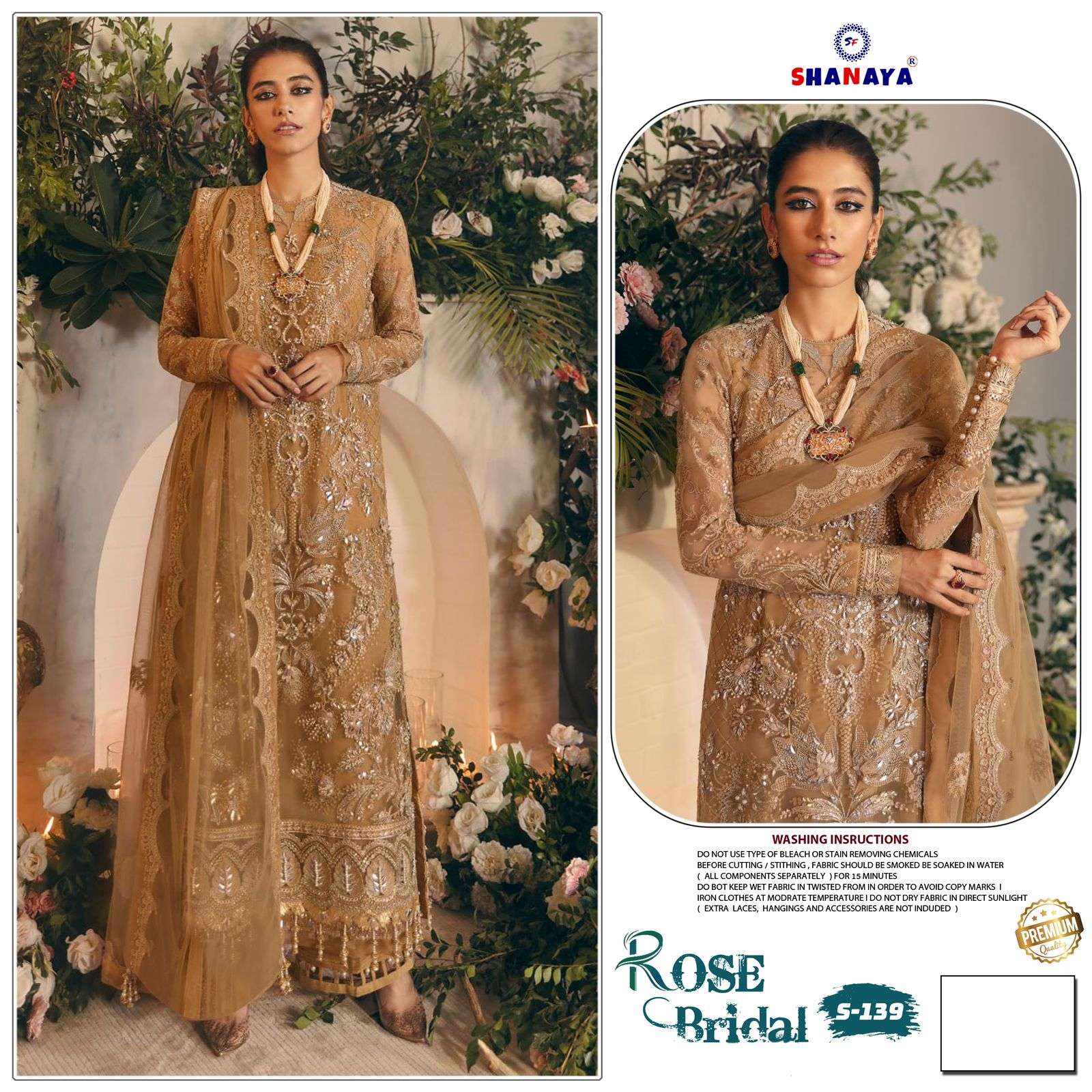 SHAYANA FASHION ROSE HAND CRAFT S-139 PURE FAUX GEORGETTE EMBROIDERY PAKISTANI DRESS-00201