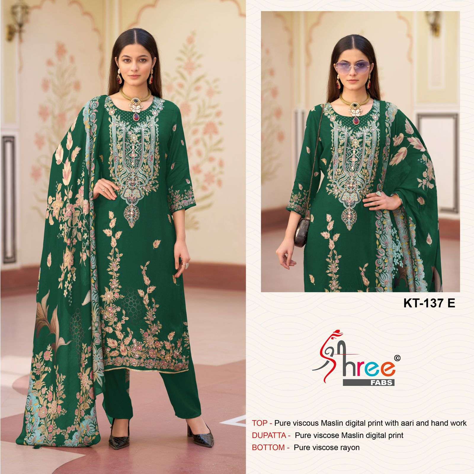 SHREE FAB KT-137 PURE VISCOSE EMBROIDERY PAKISTANI DRESSES-00201