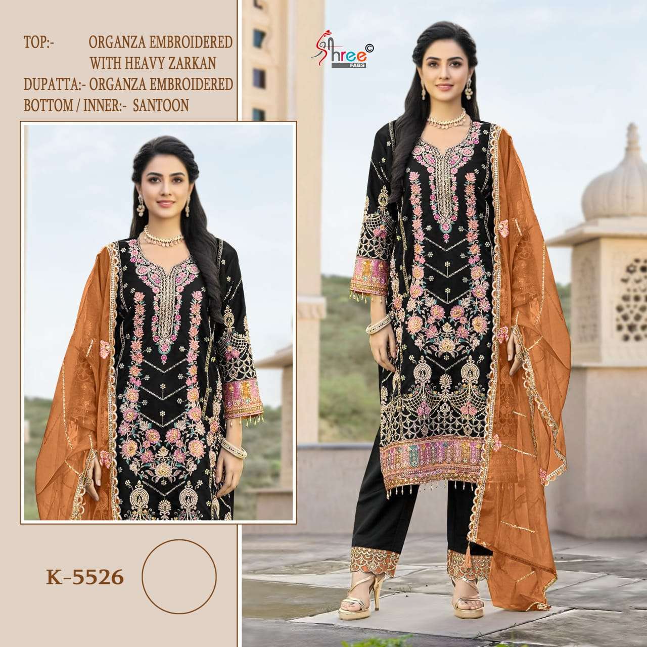 SHREE FAB KT-5526 SERIES PURE ORGANZA EMBROIDERY PAKISATNI DRESSES-00201