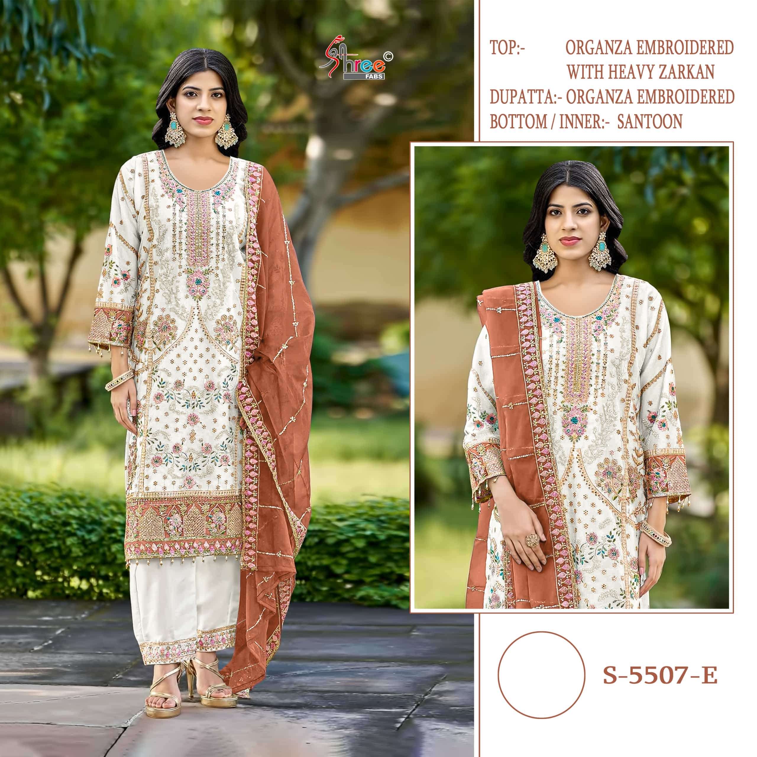 SHREE FAB S-5507 NX PURE ORGANZA EMBROIDERY PAKISATNI DRESSES-00201