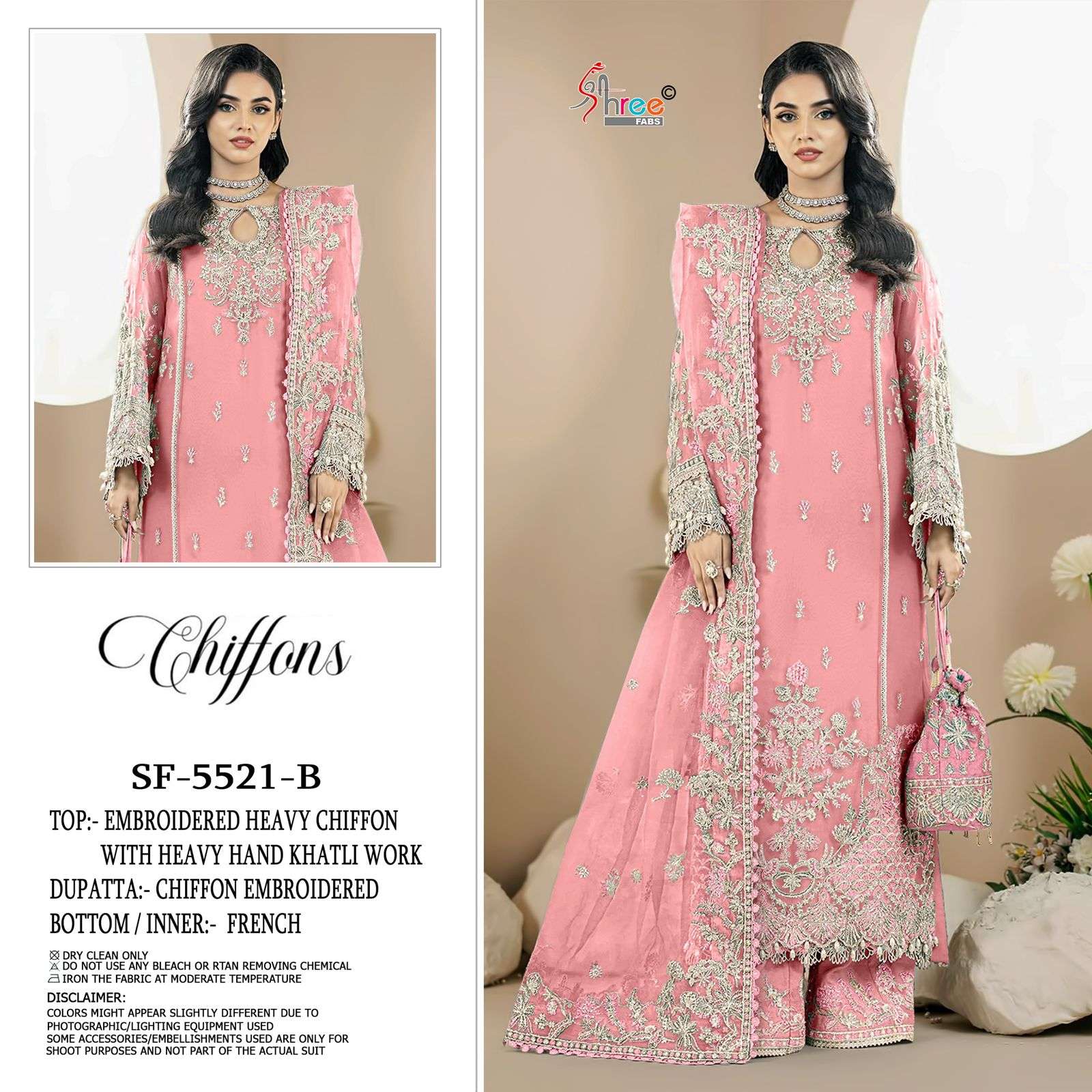 SHREE FAB SF-5521 A TO D SERIES PURE CHIFFON EMBROIDERY PAKISTANI DRESSES-00201