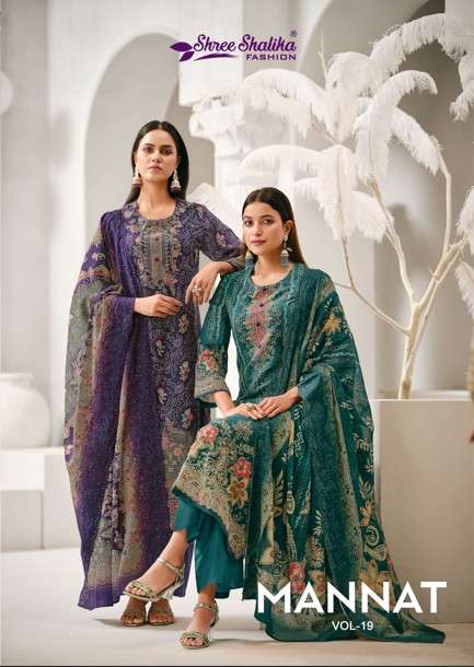 SHREE SHALIKA MANNAT VOL-19 19001 TO 19006 SERIES PURE COTTON PRINTED PAKISTANI DRESSES-00402