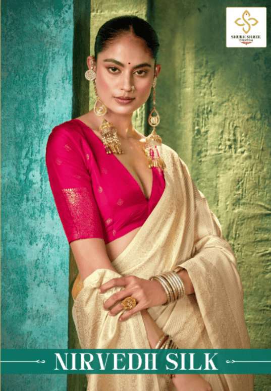 SHUBH SHREE CREATION NIRVEDH SILK 1001 TO 1010 SERIES PURE SILK EMRBODIERY SAREES-00025