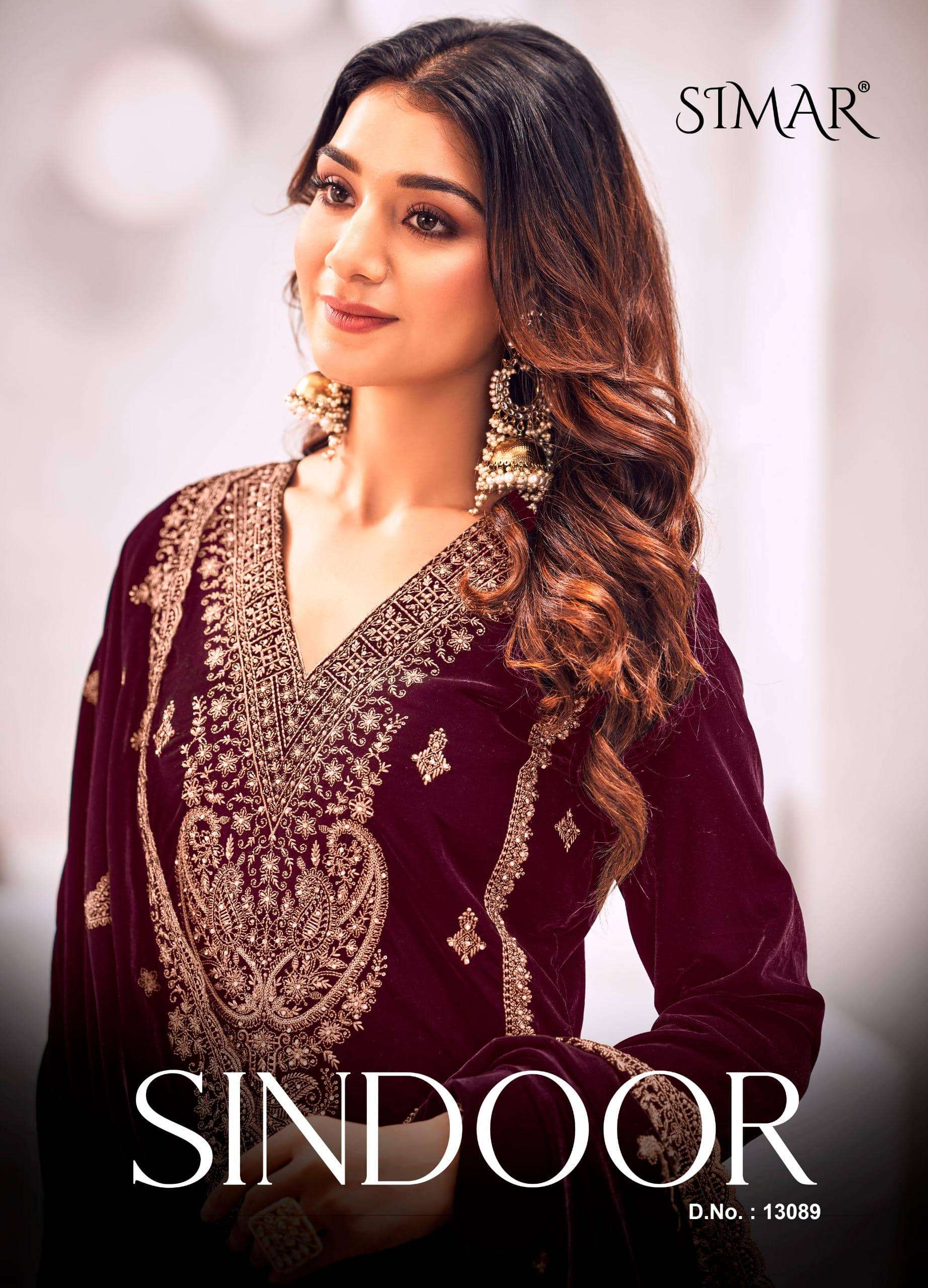SIMAR SINDOOR PURE 9000 VELVET EMBROIDERY PAKISTANI DRESSES-00402