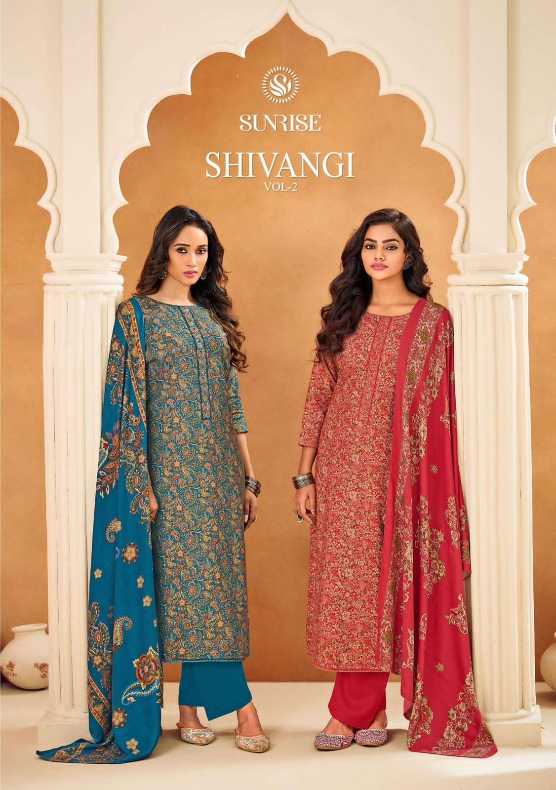 SUNRISE SHIVANGI VOL-02 2001 TO 2008 SERIES HEAVY VISCOSE PASHMINA EMBROIDERY PAKISTANI DRESSES-0040...