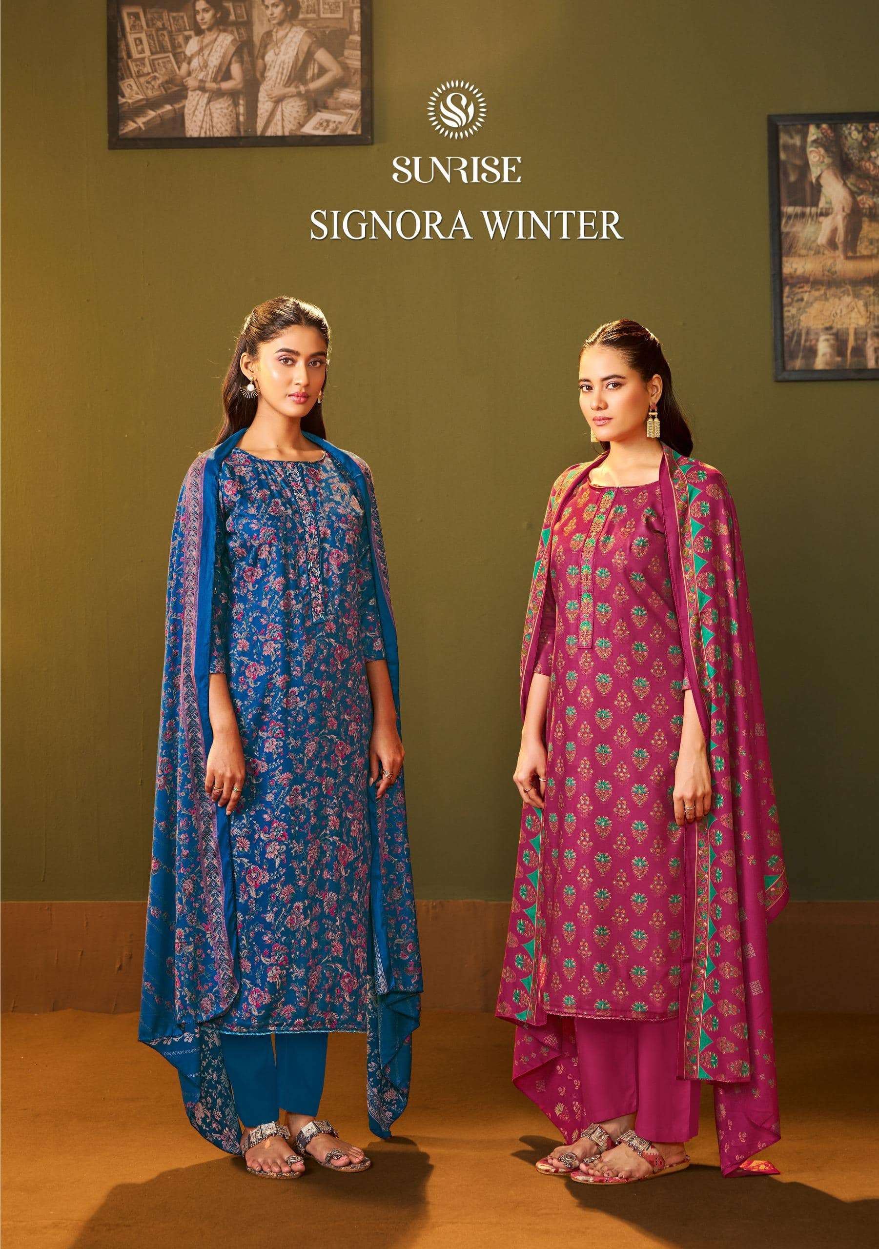 SUNRISE SIGNORA WINTER 1001 TO 1008 SERIES PURE VISCOSE PASHMINA PRINTED PAKISTANI DRESSES-00402