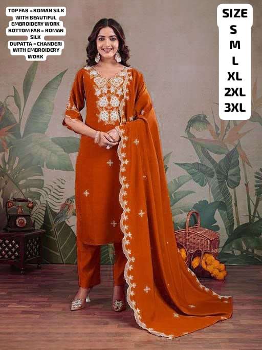 SYERA HIT BY ASLIWHOLESALE DESIGNER PURE SILK EMBROIDERY DRESSES-00265