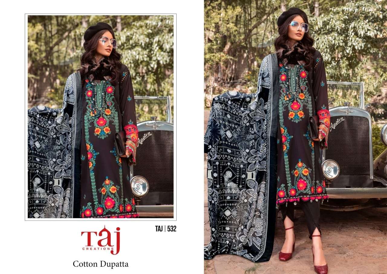 TAJ CREATION 532 PURE COTTON PRINTED EMBROIDERY PAKISTANI DRESS-00062