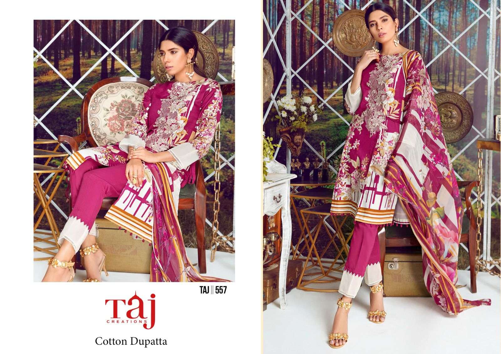 TAJ CREATION 557 HIT DESIGN PURE COTTON PRINTED DRESSES-00062