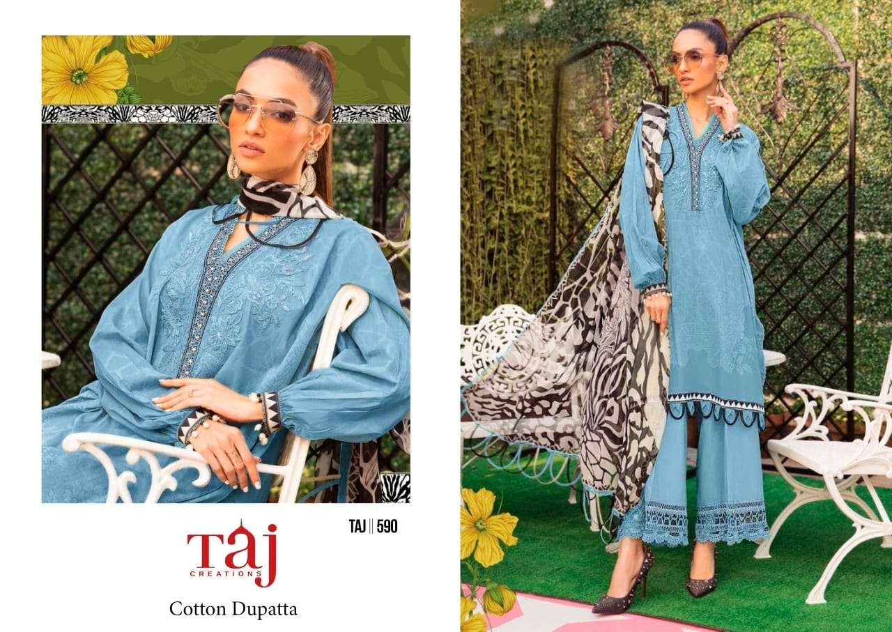 TAJ CREATION 590 PURE COTTON PRINTED EMBROIDERY PAKISTANI DRESS-00062