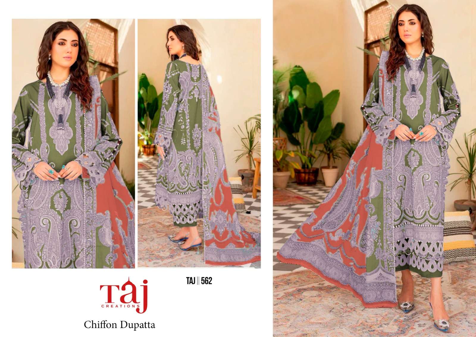 TAJ CREATION 562 SERIES PURE COTTON PRINTED EMBROIDERY  DRESS-00062