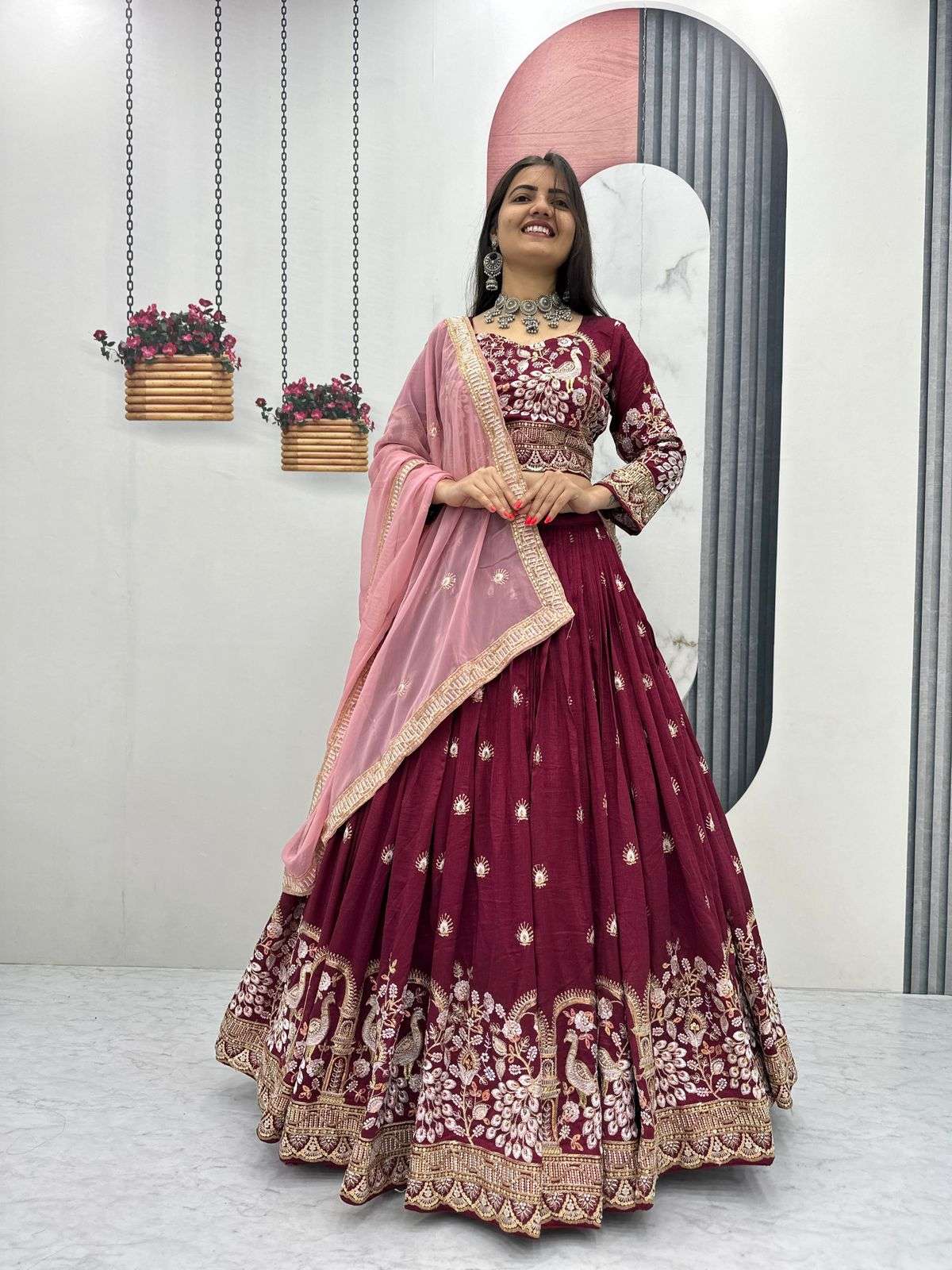 TAPI-261 BY ASLIWHOLESALE DESIGNER PURE SILK LEHENGAS-00185