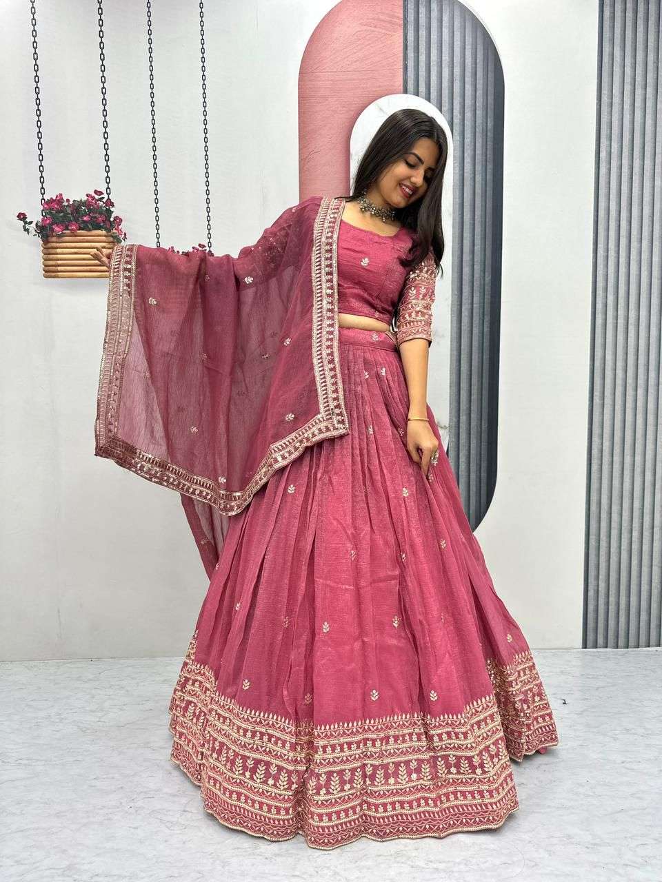 TAPI-288 BY ASLIWHOLESALE DESIGNER PURE GOLD CRUSH LEHENGAS-00185