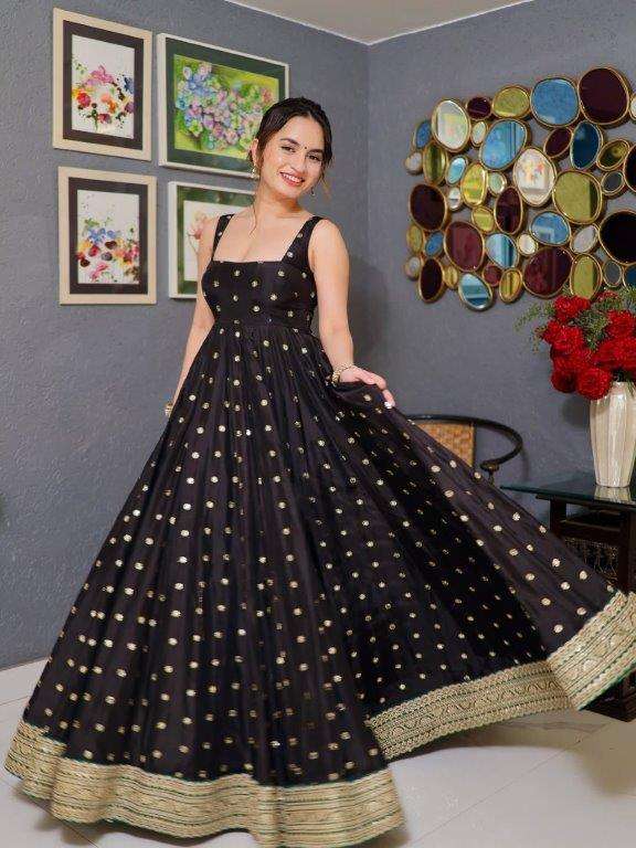 TD-6087 BY ASLIWHOLESALE DESIGNER PURE SILK EMBROIDERY DRESSES-00235