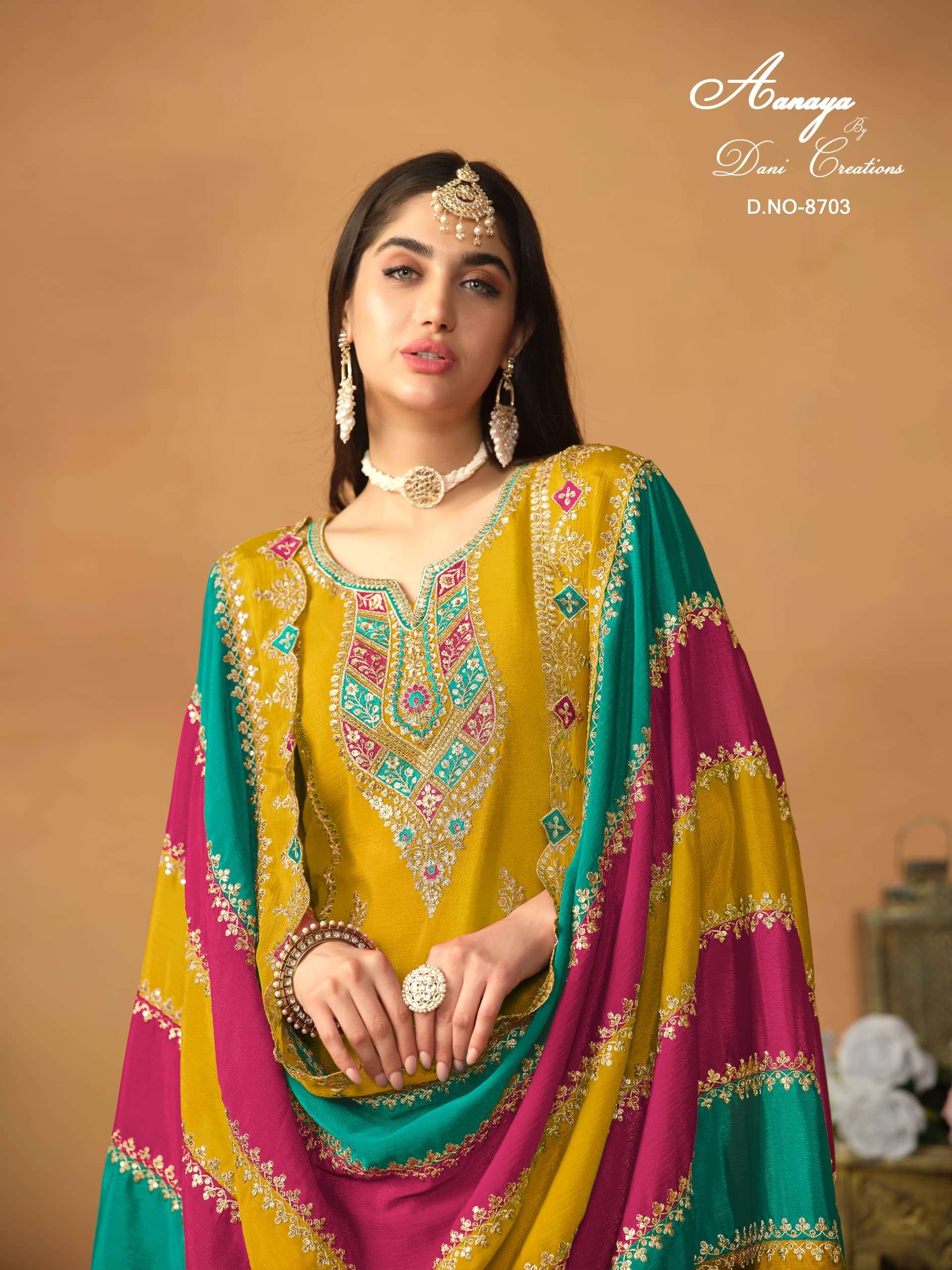 TWISHA AANAYA VOL-187 PURE CHINON SILK EMBROIDERY DRESSES-00274