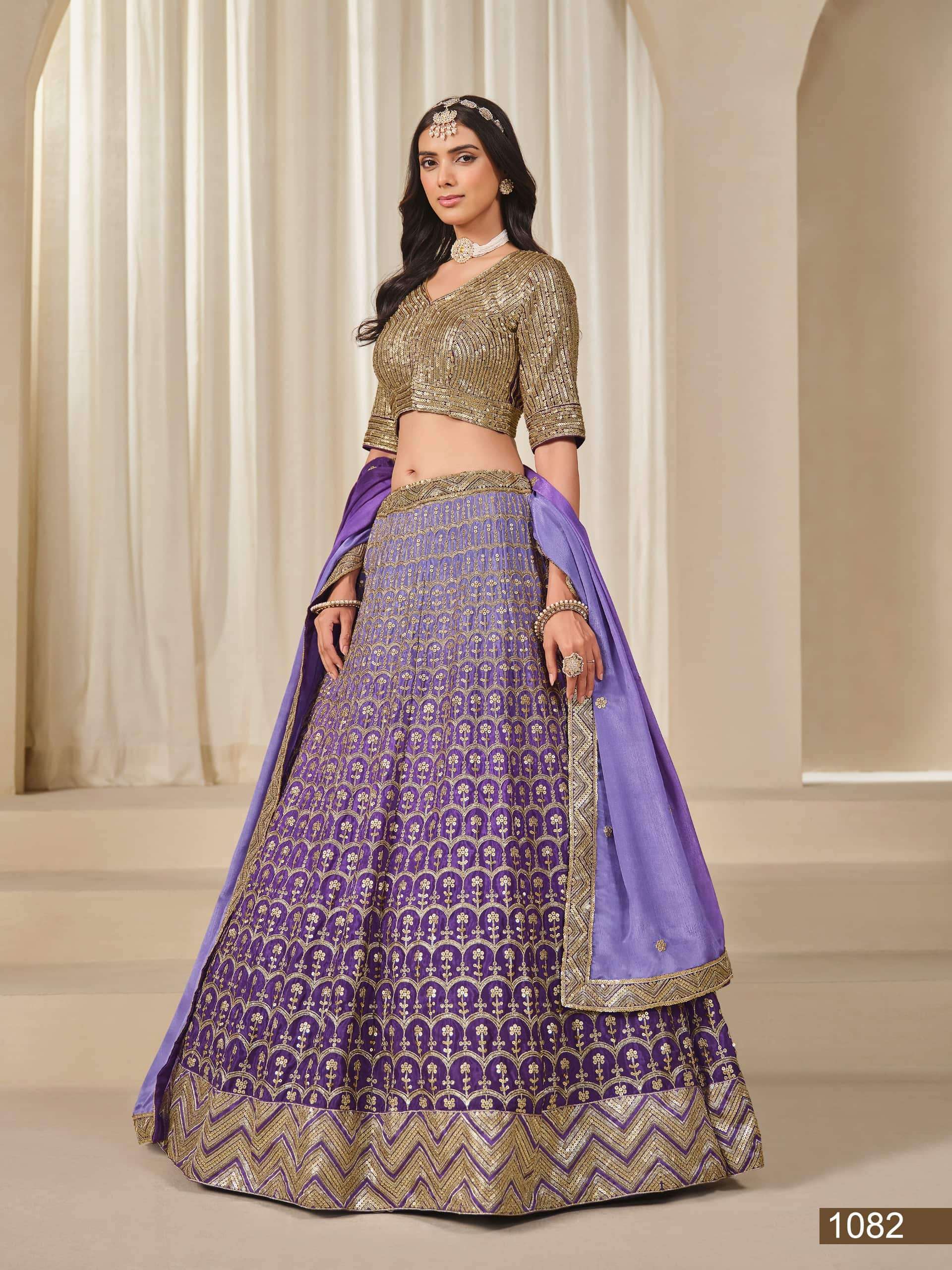 TWISHA MEHVISH VOL-18 1081 TO 1084 SERIES PURE CHINON SILK EMBROIDERY LEHENGAS-00274
