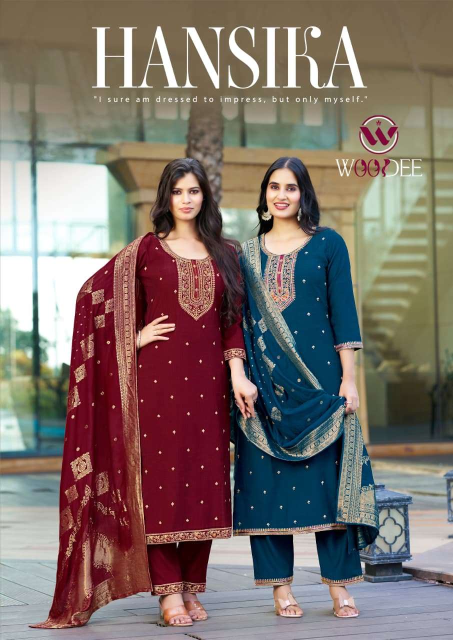 WOODEE HANSIKA 1001 TO 1006 SERIES PURE VISCOSE EMBROIDERY DRESSES-00014