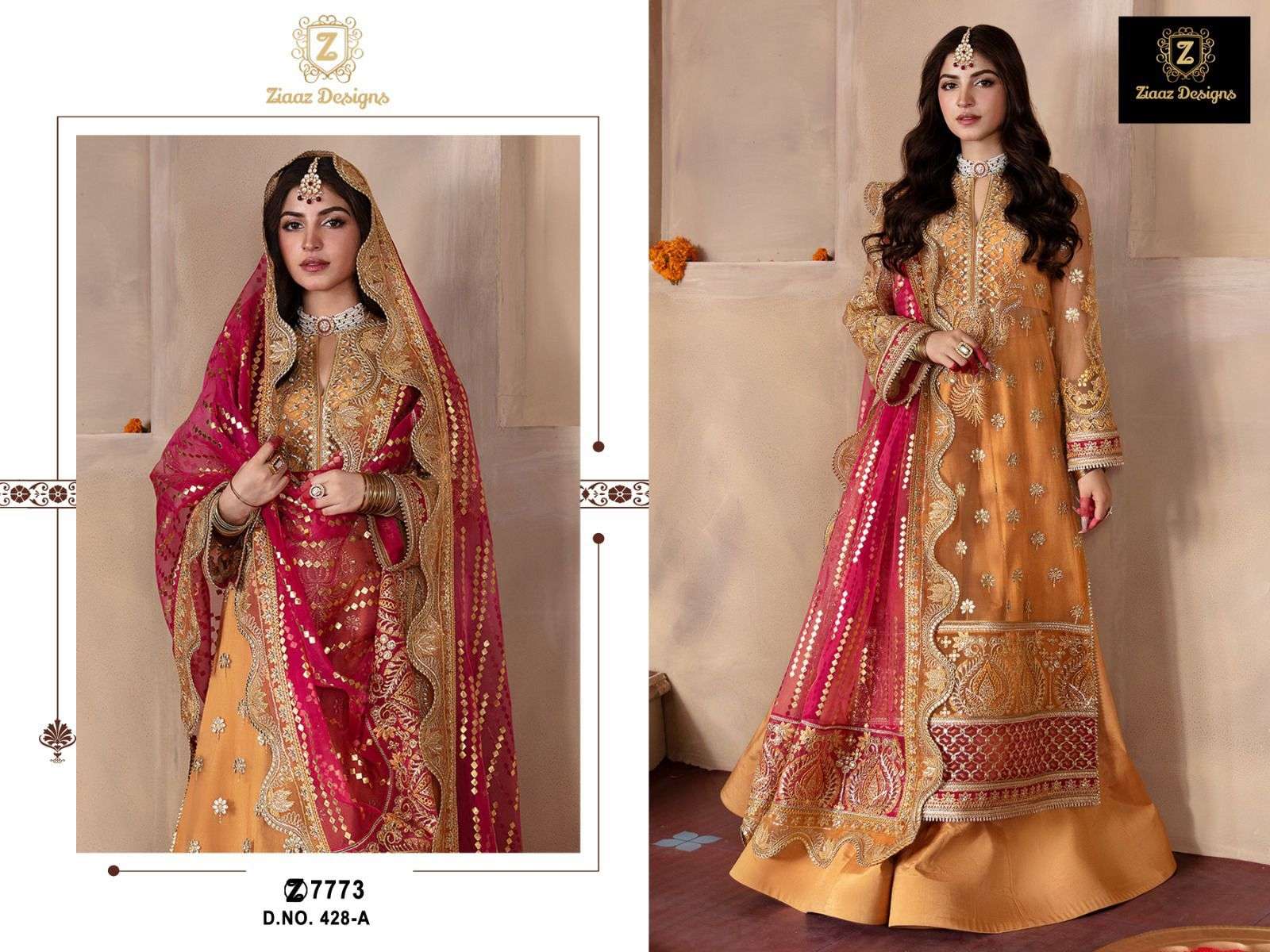 ZIAAZ 428 PURE GEORGETTE EMBROIDERY PAKISTANI DRESS-00201