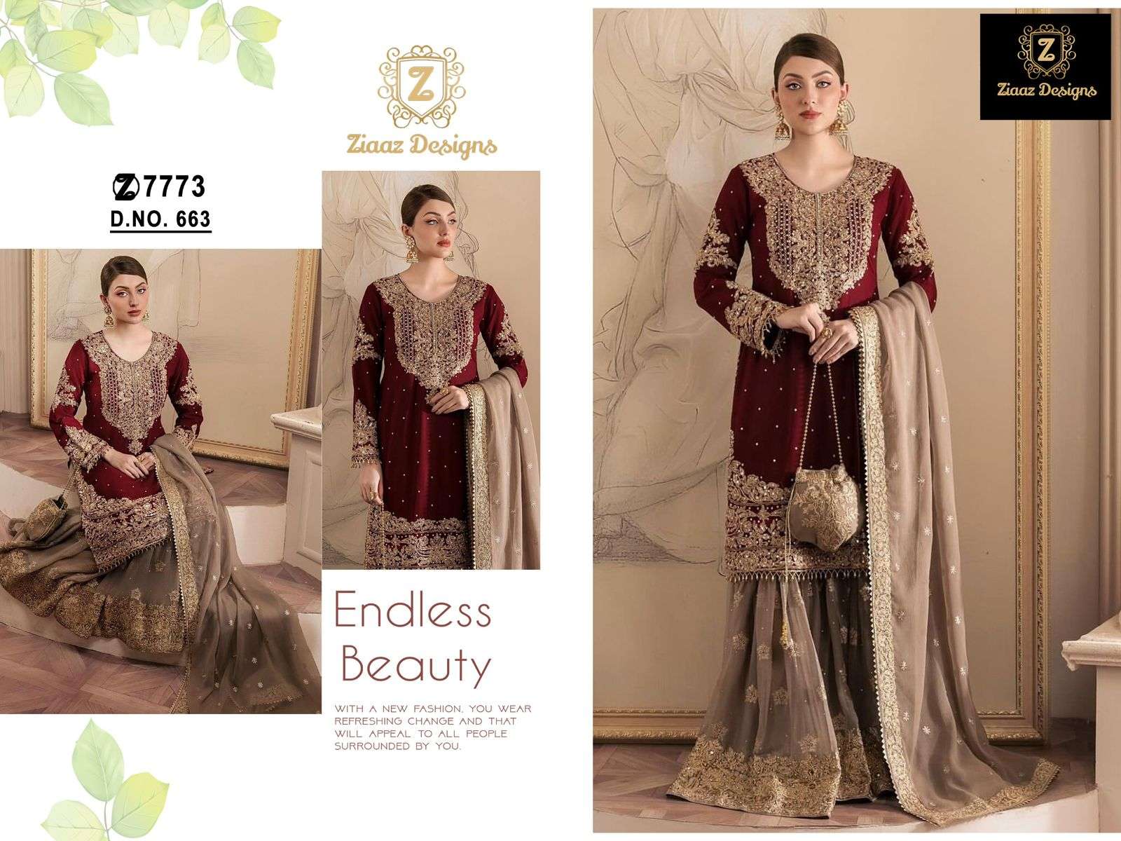 ZIAAZ 663 PURE GEORGETTE EMBROIDERY PAKISTANI DRESS-00201