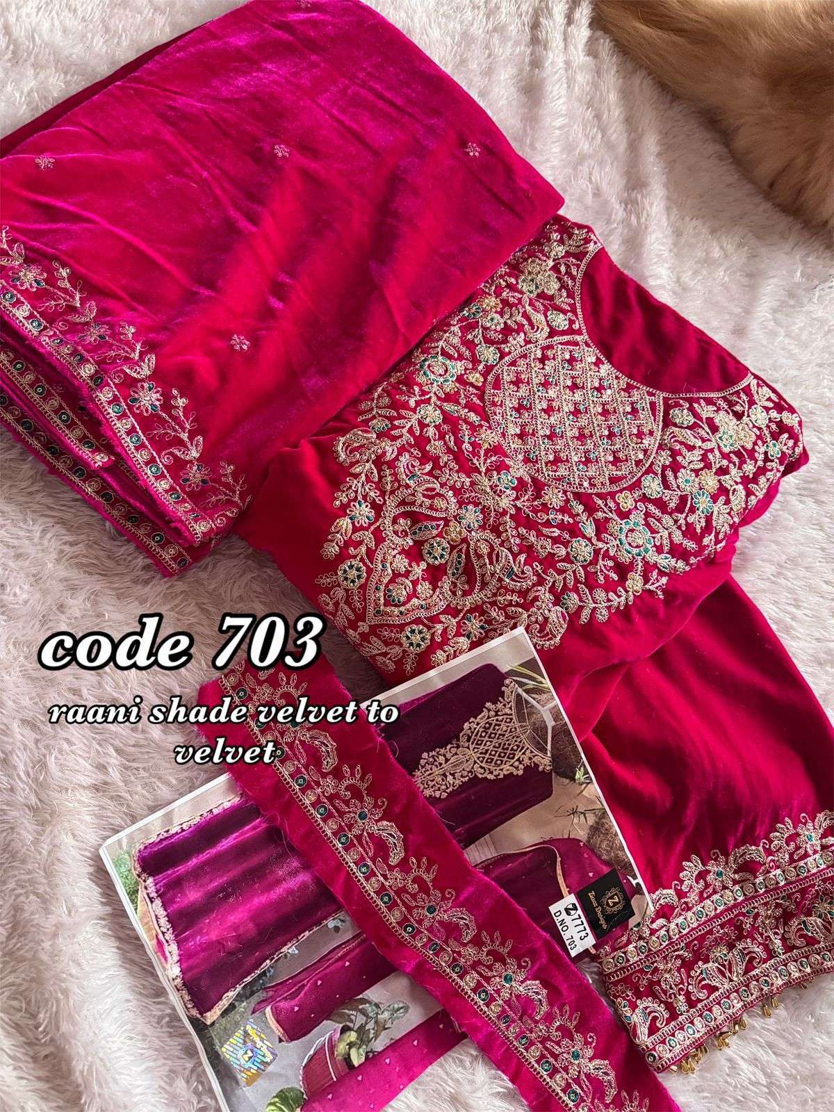 ZIAAZ 703 PURE VELVET EMBROIDERY PAKISTANI DRESS-00062